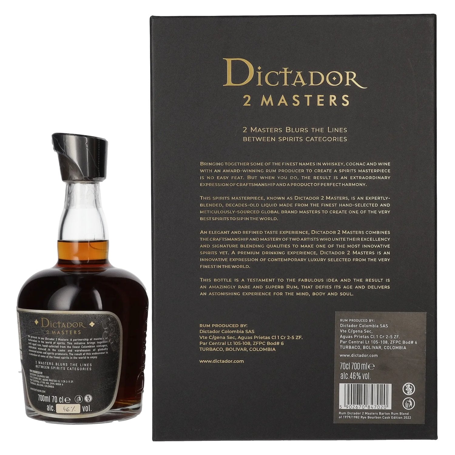 Dictador 2 MASTERS 1979/1982 Barton Colombian Aged Rum 46% vol. 0,7l en boîte cadeau