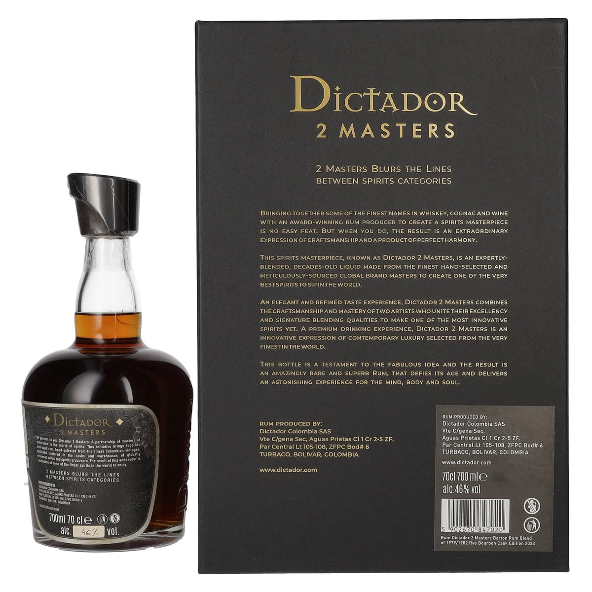 Dictador 2 MASTERS 1979/1982 Barton Colombian Aged Rum 46% Vol. 0,7l in gift box