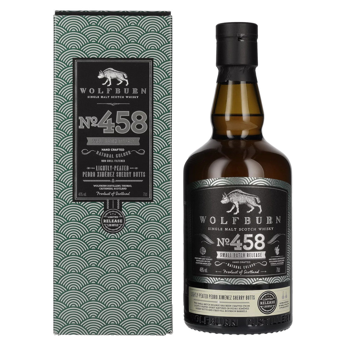 Wolfburn N°458 Single Malt Scotch Whisky Small Batch Release 46% Vol. 0,7l en boîte cadeau