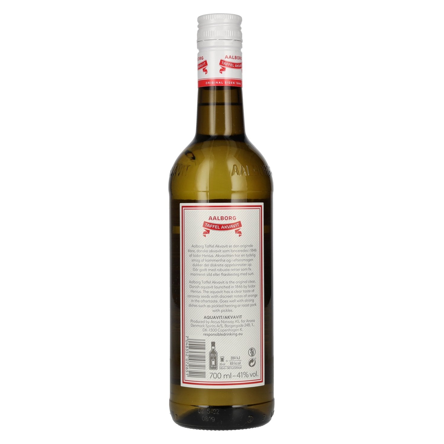 Aalborg Taffel Akvavit 41% ABV 0.7l