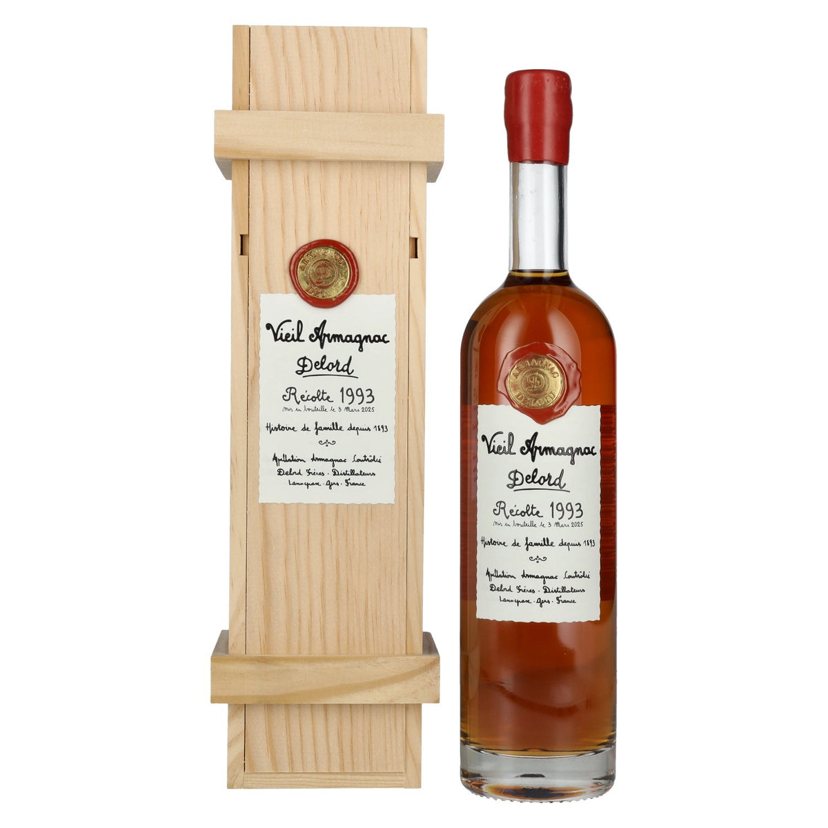 Vieil Armagnac Delord Vintage Récolte 1993 40% Vol. 0,7l in wooden box