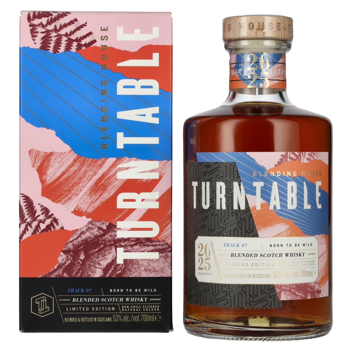 Turntable BORN TO BE WILD Blended Scotch Whisky Limited Edition Track 07 2025 53% Vol. 0,7l en boîte cadeau