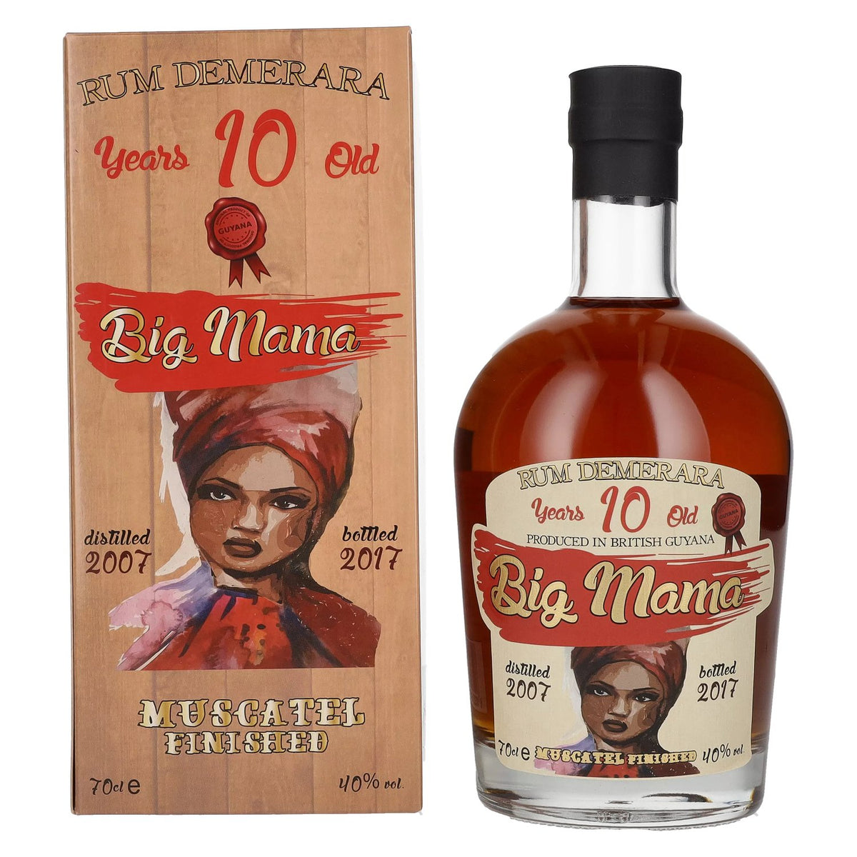 Big Mama 10 Years Old Rum Demerara Muscatel Finished 40% Vol. 0,7l in gift box
