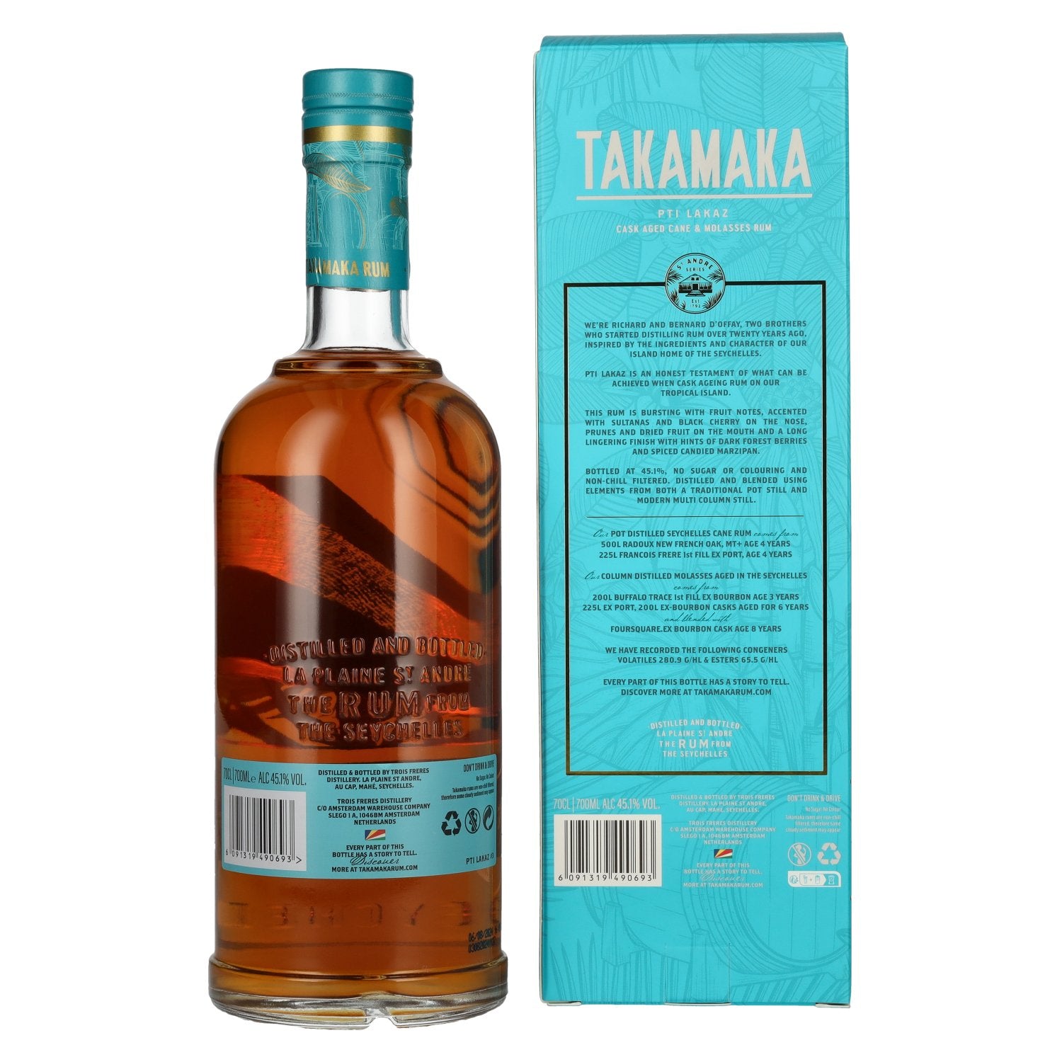 Takamaka PTI LAKAZ Rum Batch 3 45,1% vol. 0,7l en boîte cadeau