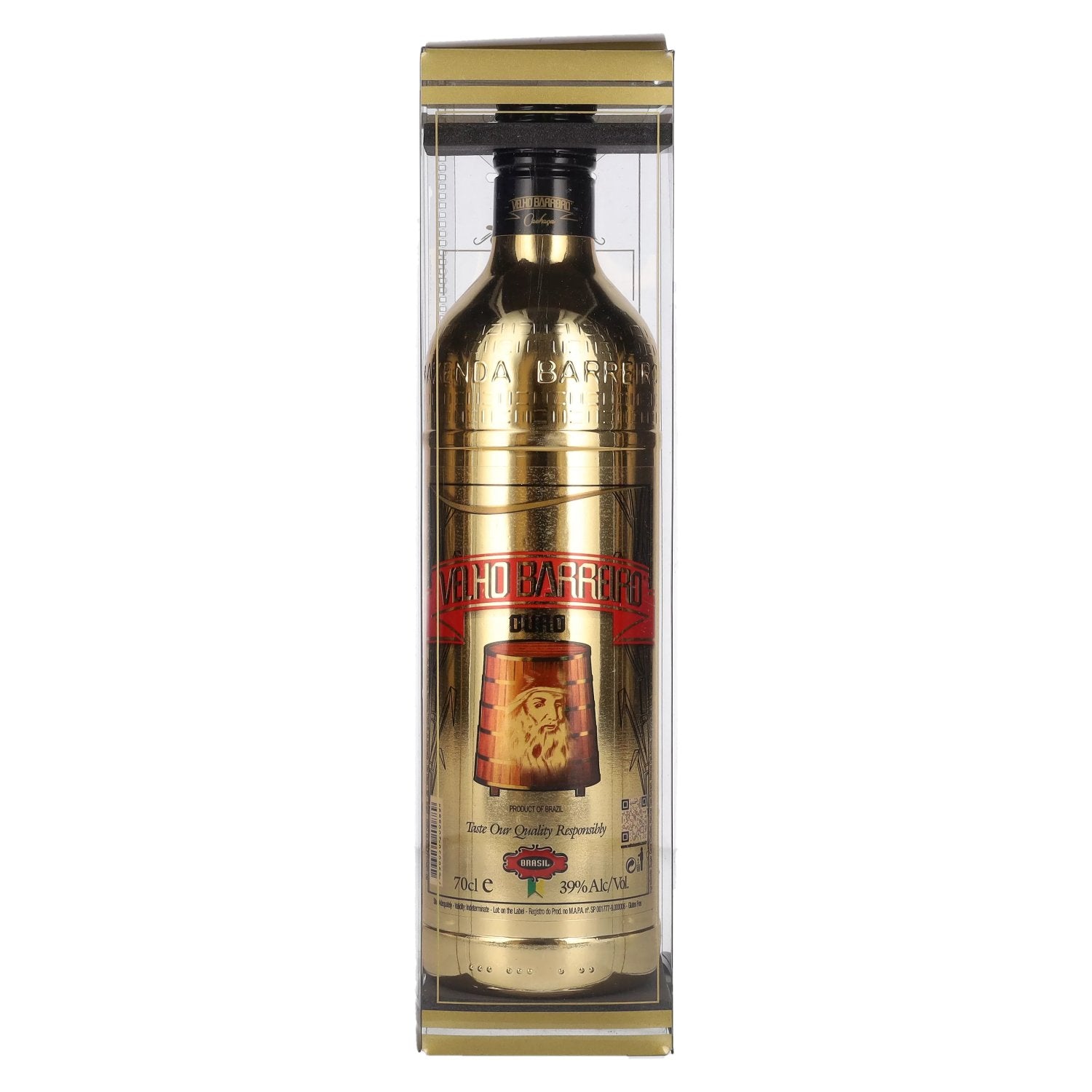 Velho Barreiro OURO Cachaça 39% vol. 0,7l en boîte cadeau