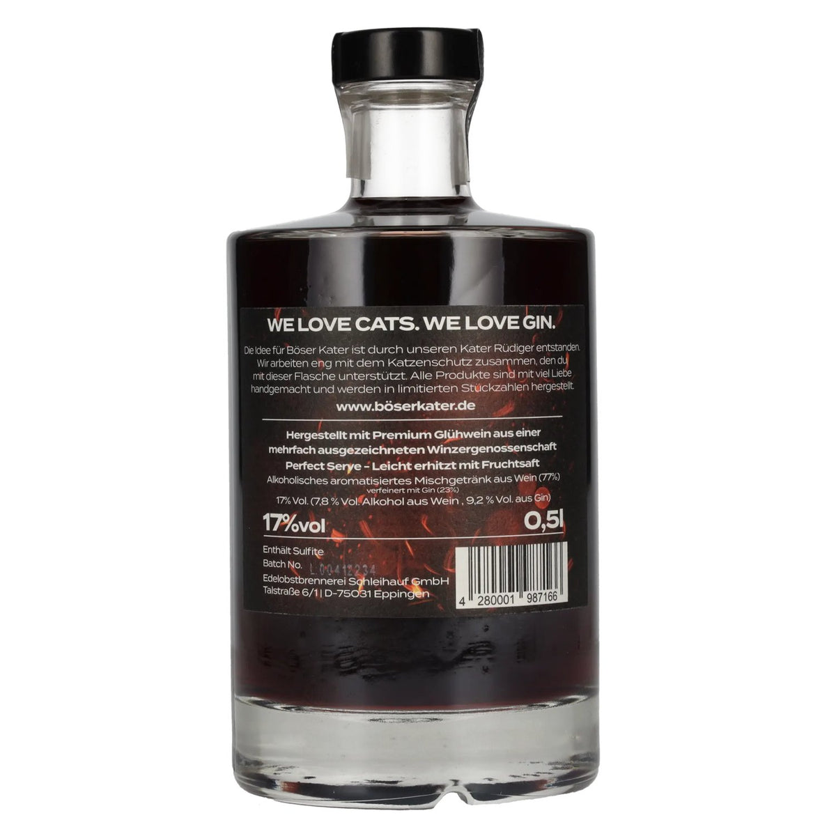 Böser Kater « Heiße Mieze » – Punch chaud et gin artisanaux, 17 % vol., 0,5 l