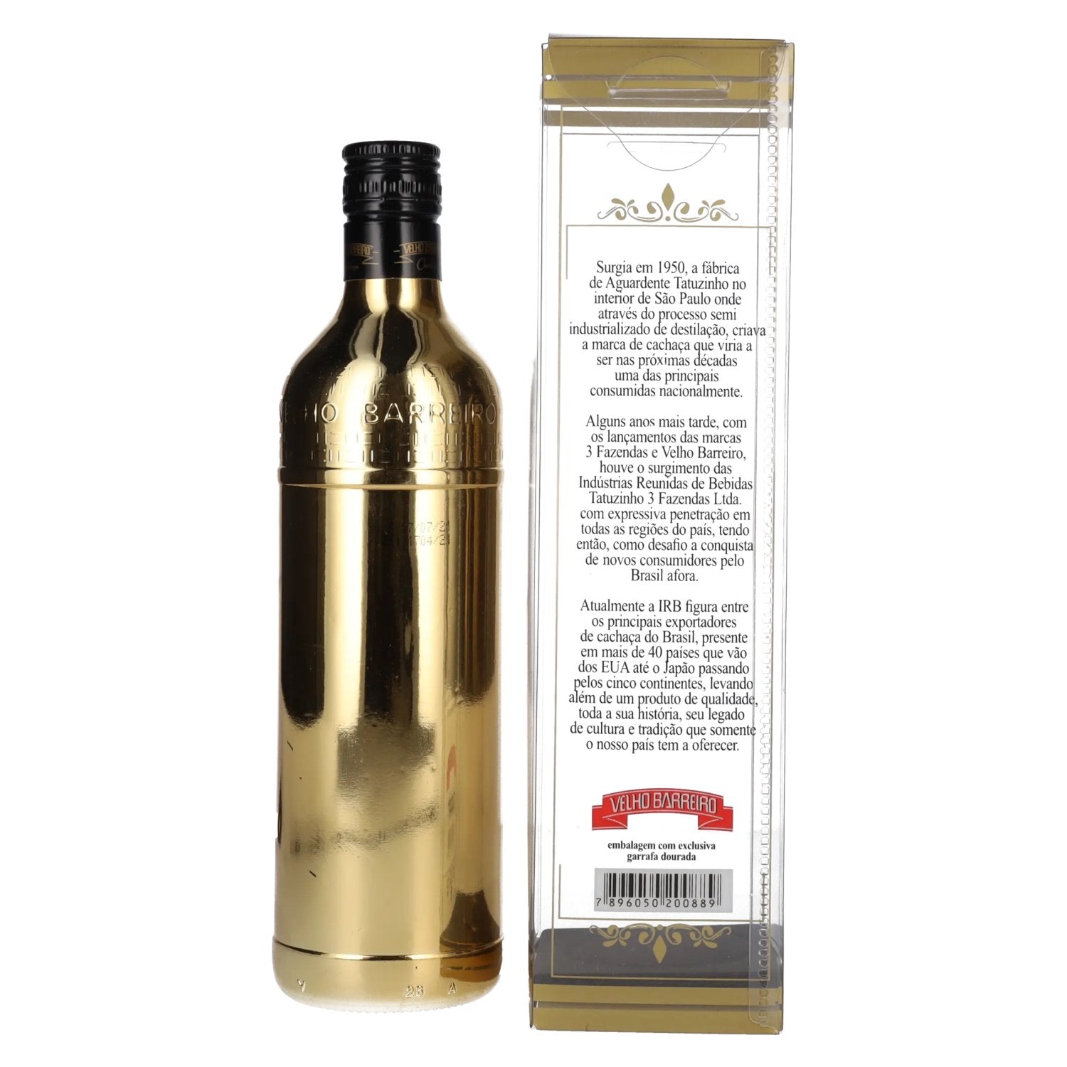 Velho Barreiro OURO Cachaça 39% Vol. 0,7l in gift box