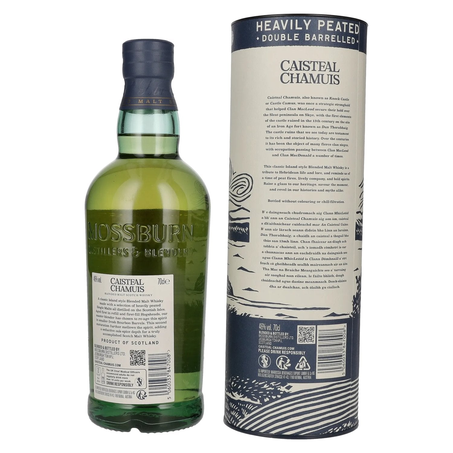 Caisteal Chamuis Bourbon Casks Heavily Peated Blended Malt Scotch Whisky 46% Vol. 0,7l in Geschenkbox