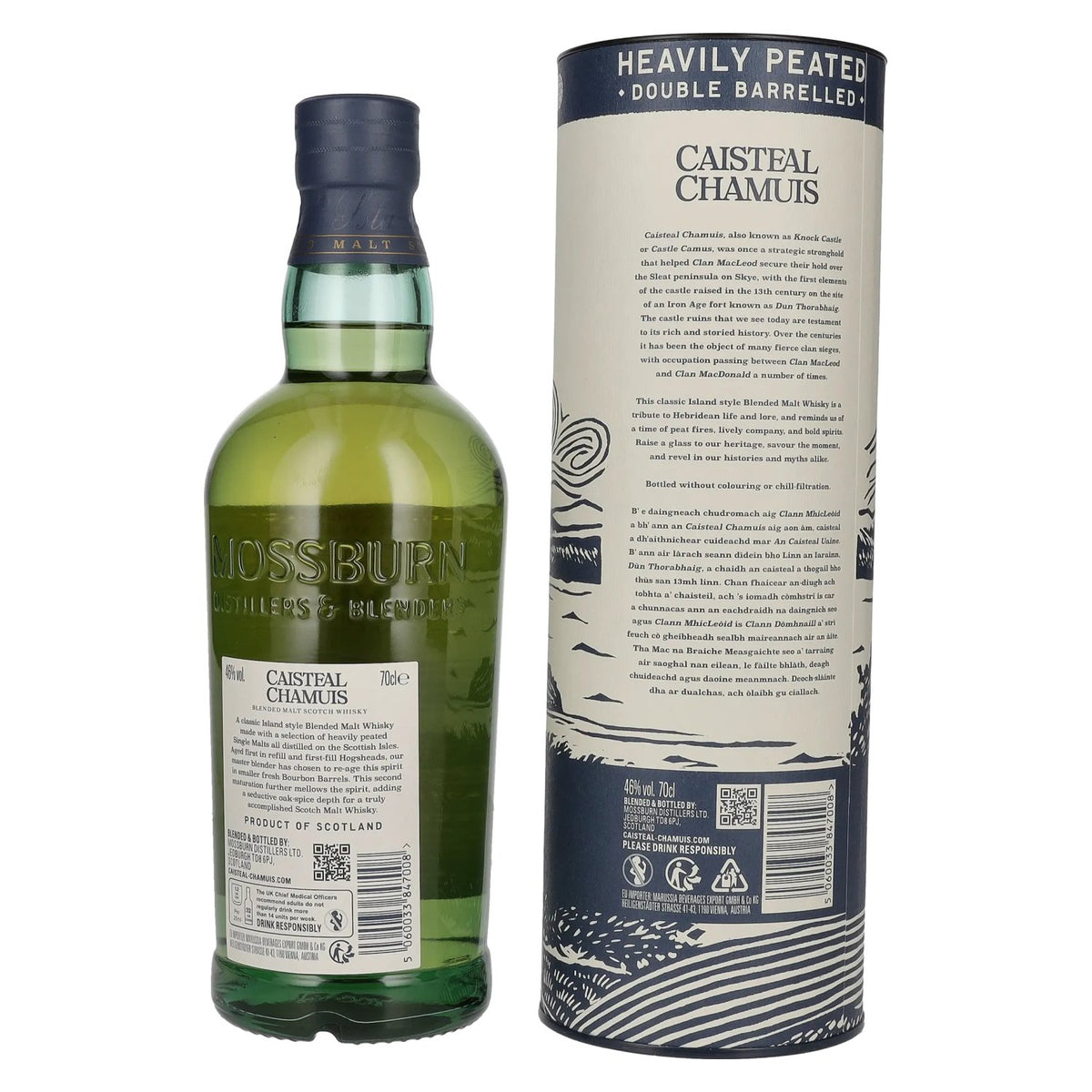 Caisteal Chamuis Bourbon Casks Heavily Peated Blended Malt Scotch Whisky 46% Vol. 0,7l in gift box