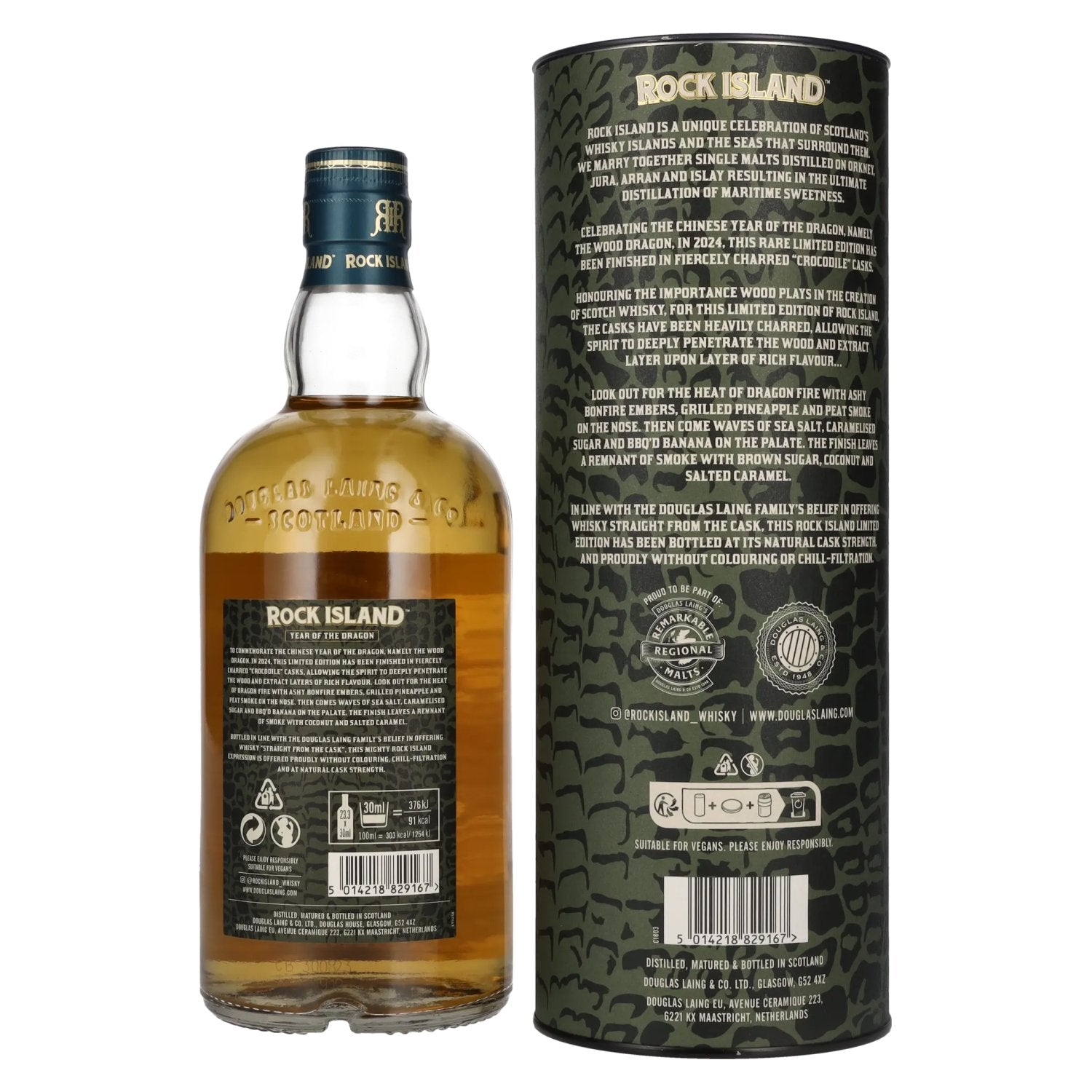 Douglas Laing ROCK ISLAND Year of the Dragon Blended Malt 54,8% Vol. 0,7l in gift box