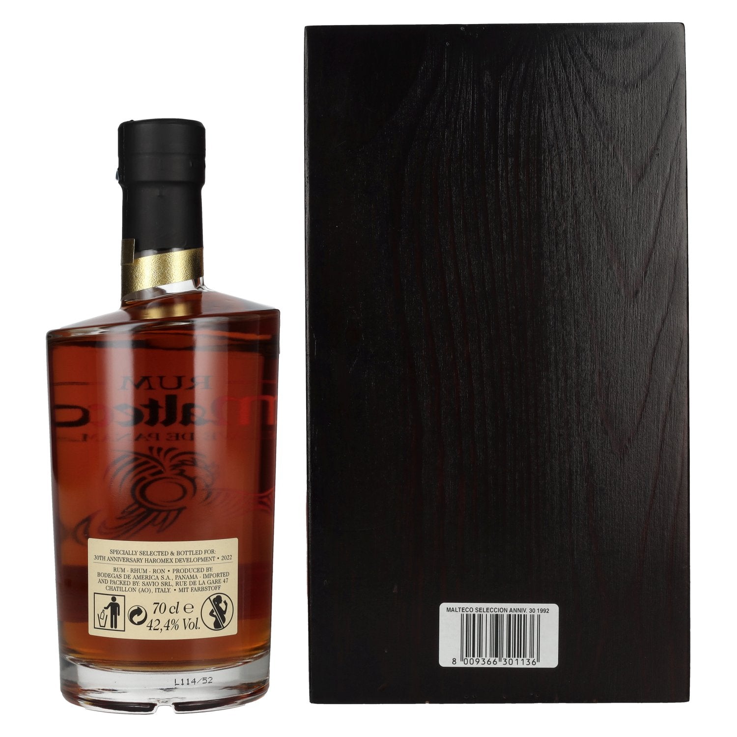 Ron Malteco 30 Años SELECCIÓN Edición Limitada Aniversario 1992 42,4% vol. 0,7l dans une caisse en bois