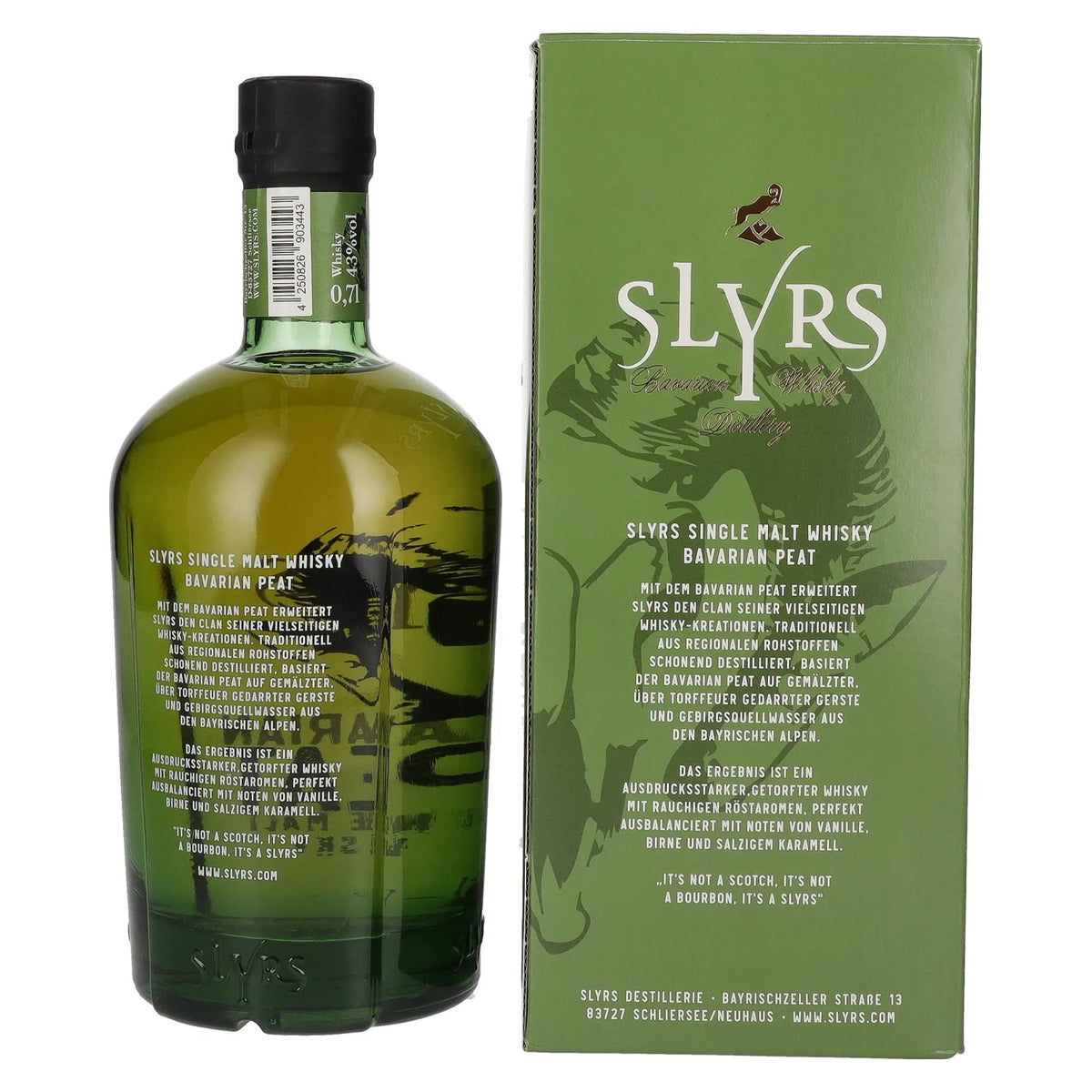 Whisky single malt Slyrs Bavarian Peat, 43 % vol., 0,7 l, dans un coffret cadeau