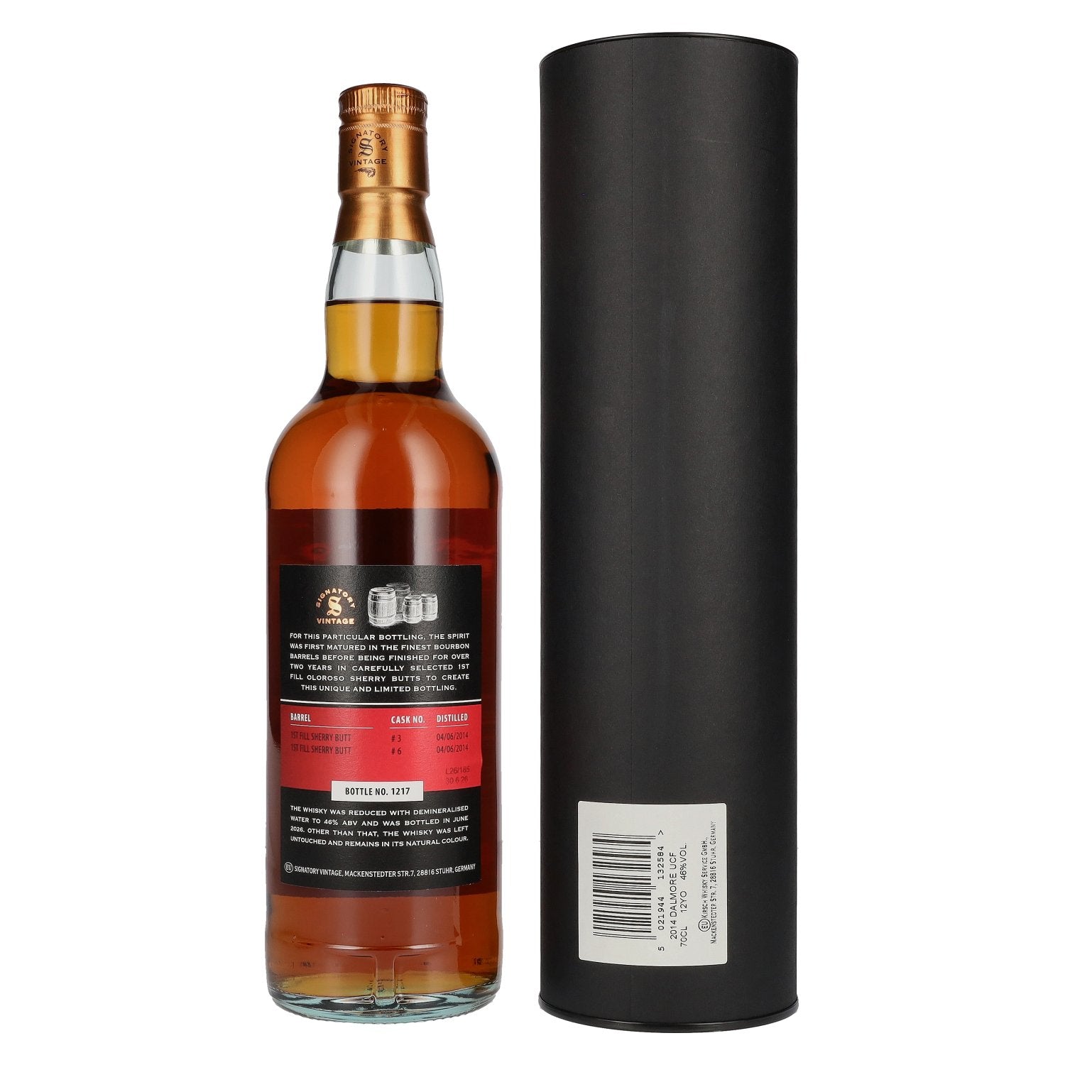 Signatory Vintage DALMORE 12 Years Old The Un-Chillfiltered 1st Fill Oloroso Butt #3,6 2014 46% Vol. 0,7l in Geschenkbox