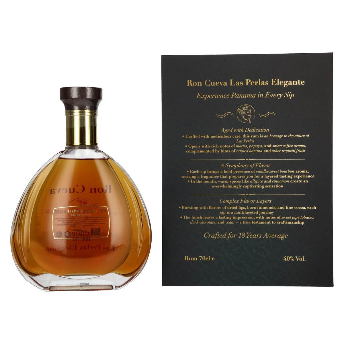 Ron Cueva 18 Years Old Panama Rum Las Perlas Elegante 40% Vol. 0,7l in Geschenkbox