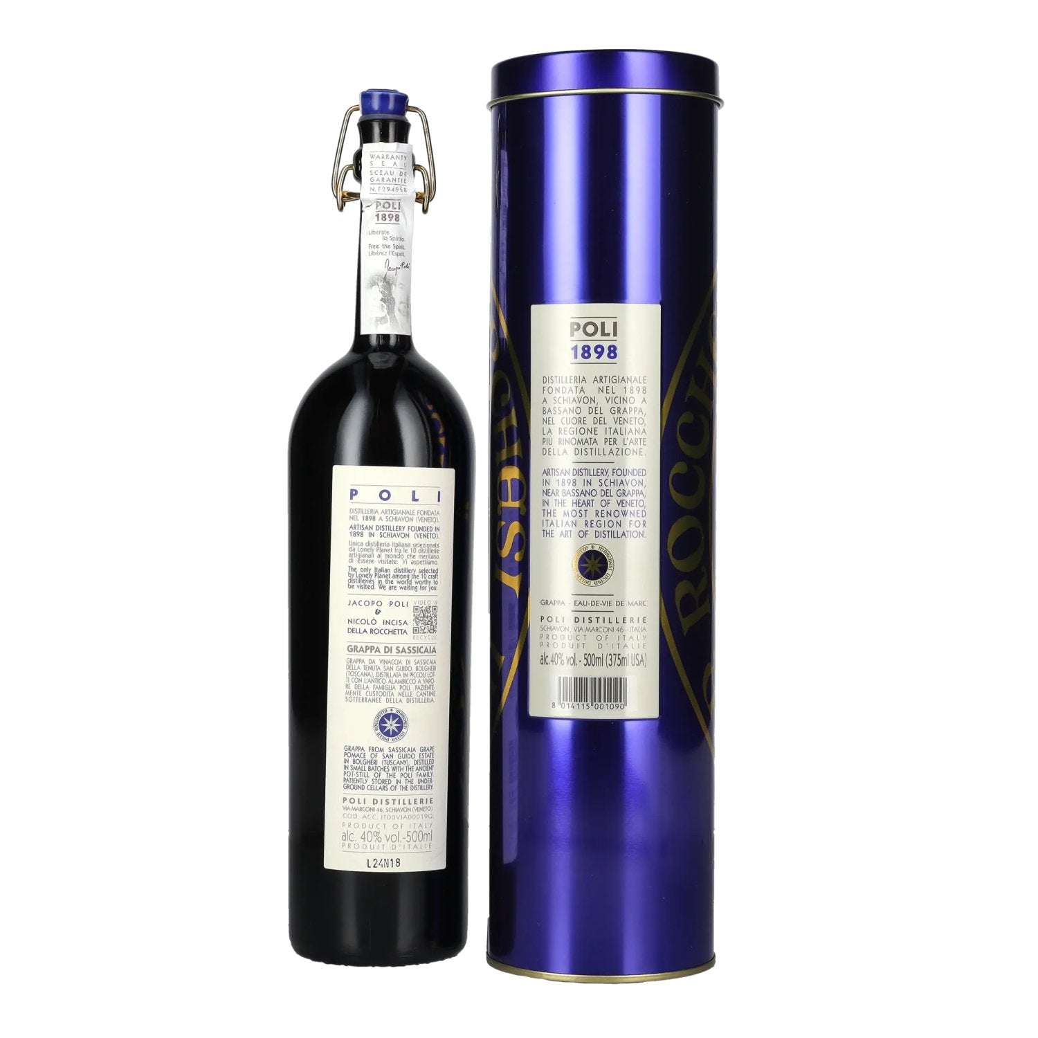 Grappa di Bolgheri Sassicaia Poli 2019 40% Vol. 0,5l en Tinbox