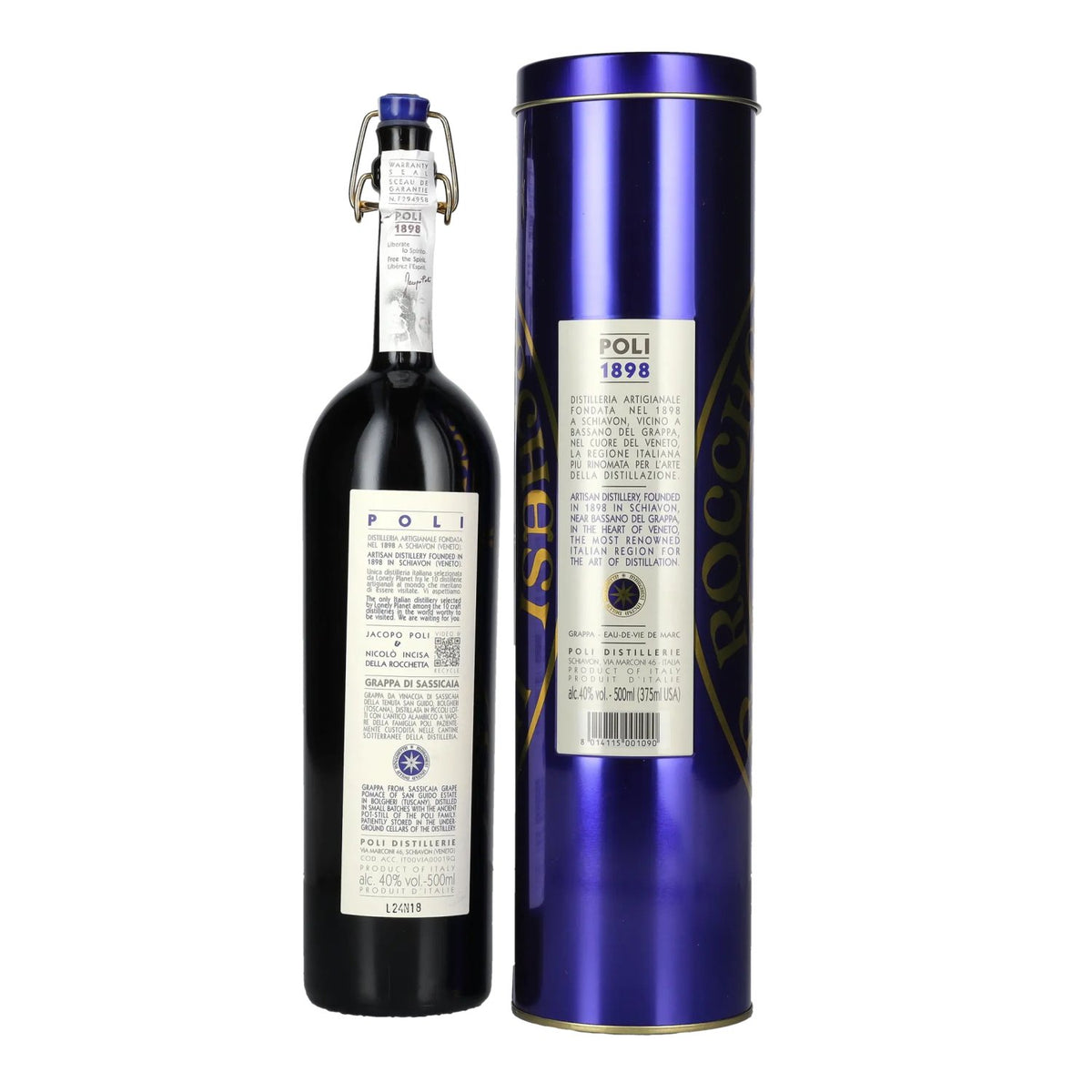 Grappa di Bolgheri Sassicaia Poli 2019 40% Vol. 0,5l en Tinbox