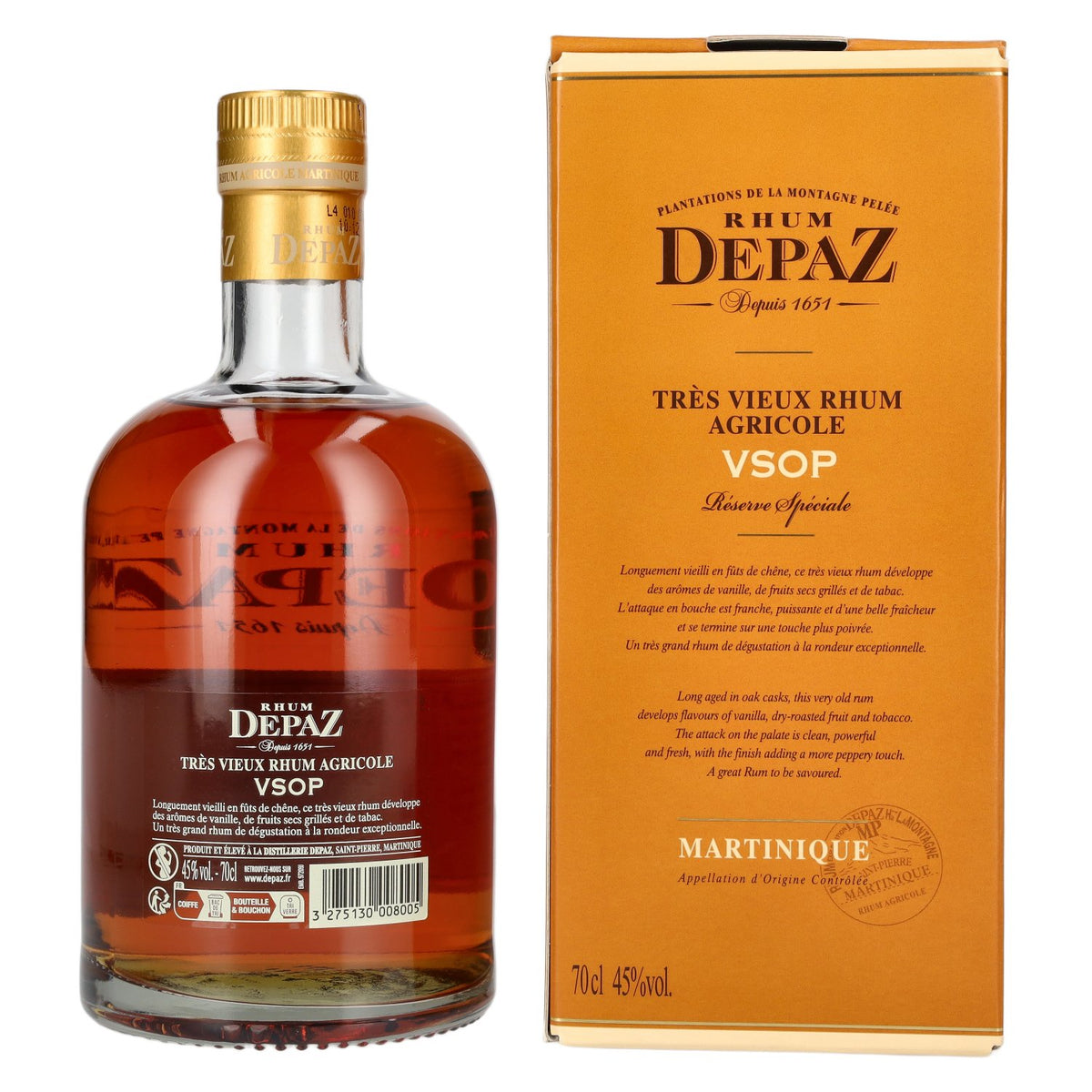 Depaz Rhum Très Agricole Vieux VSOP 45% Vol. 0,7l in gift box