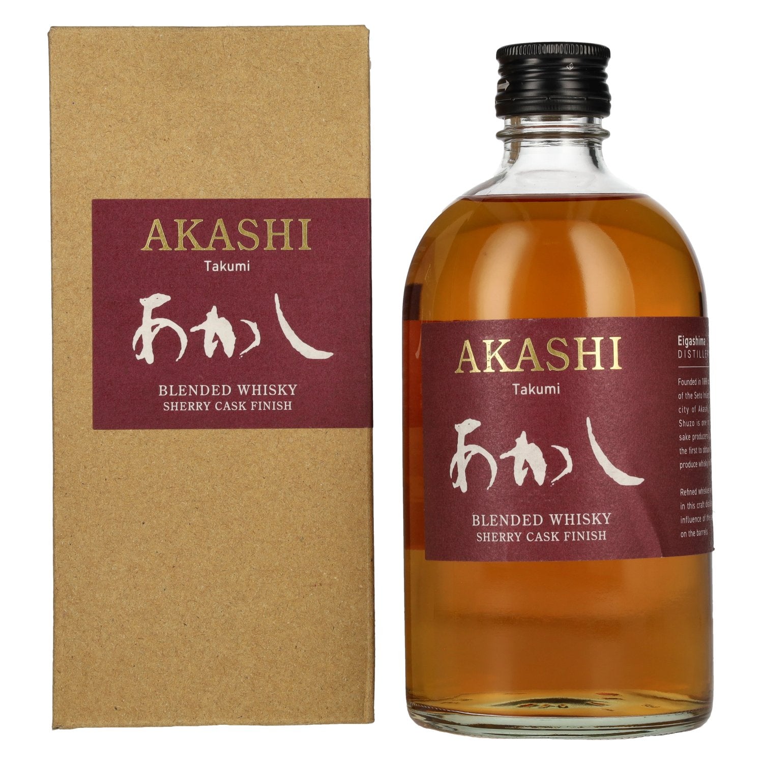 AKASHI Takumi Sherry Cask Finish Japanese Blended Whisky 40% vol. 0,5l en boîte cadeau
