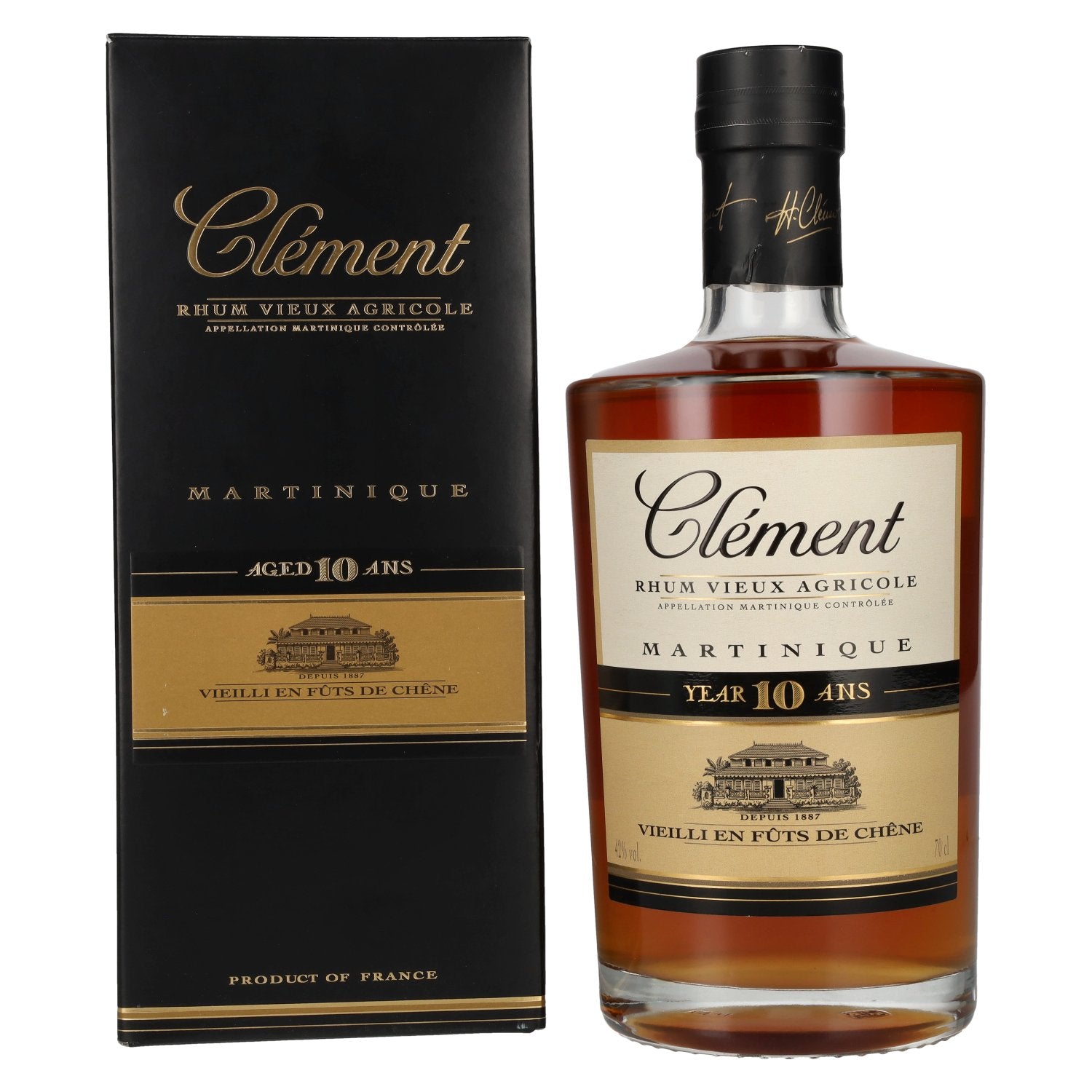 Clément Rhum Vieux Agricole 10 Ans 42% Vol. 0,7l en coffret cadeau