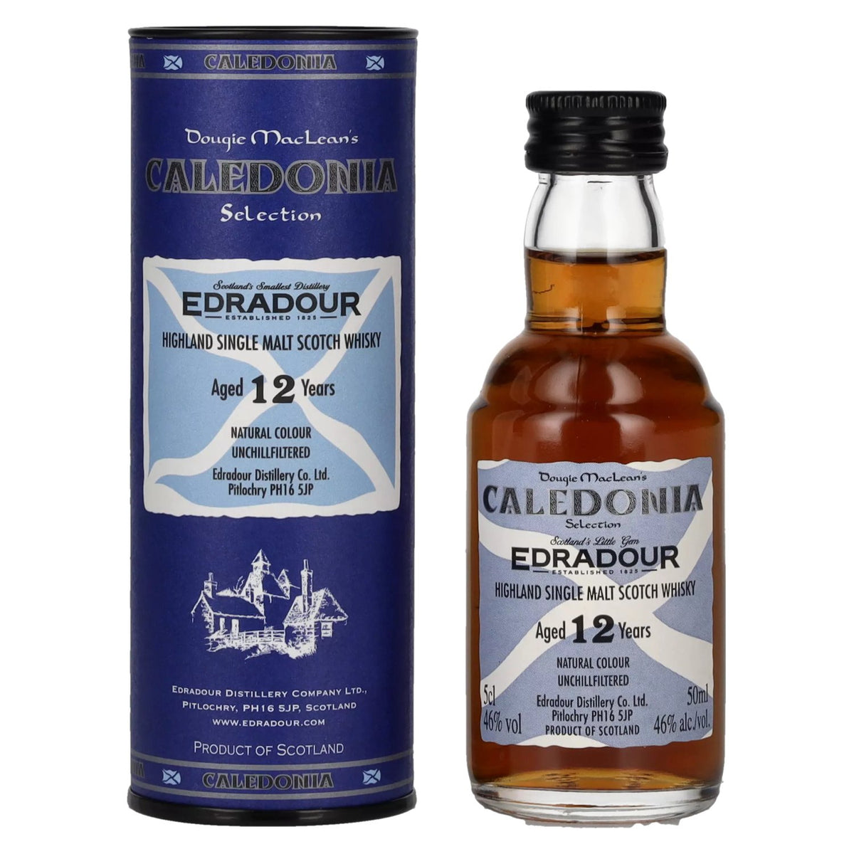 Edradour CALEDONIA 12 Years Old Highland Single Malt 46% Vol. 0,05l in Geschenkbox