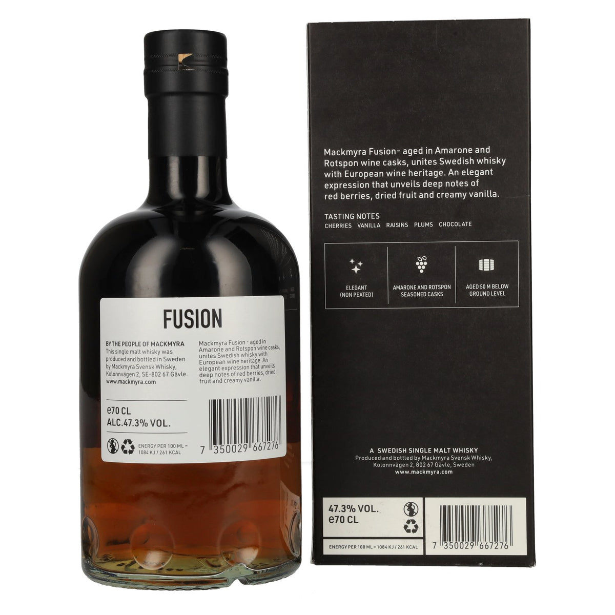 Mackmyra FUSION, whisky single malt suédois, édition limitée, 47,3 % vol., 0,7 l, dans un coffret cadeau