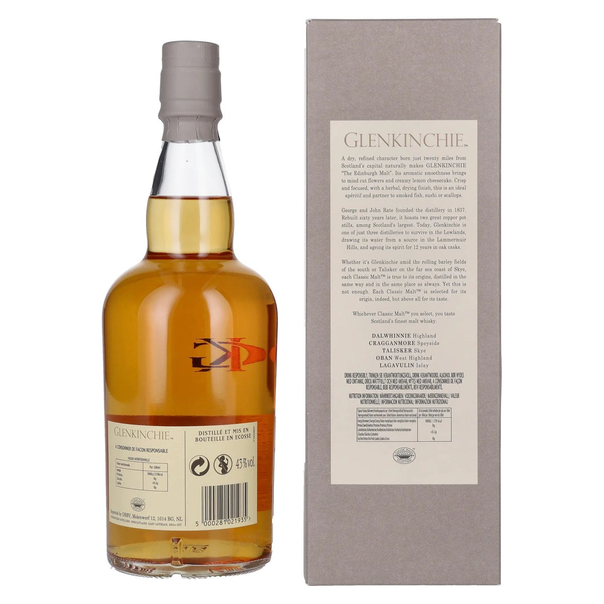 Glenkinchie 12 Years Old Single Malt Scotch Whisky 43% Vol. 0,7l en boîte cadeau