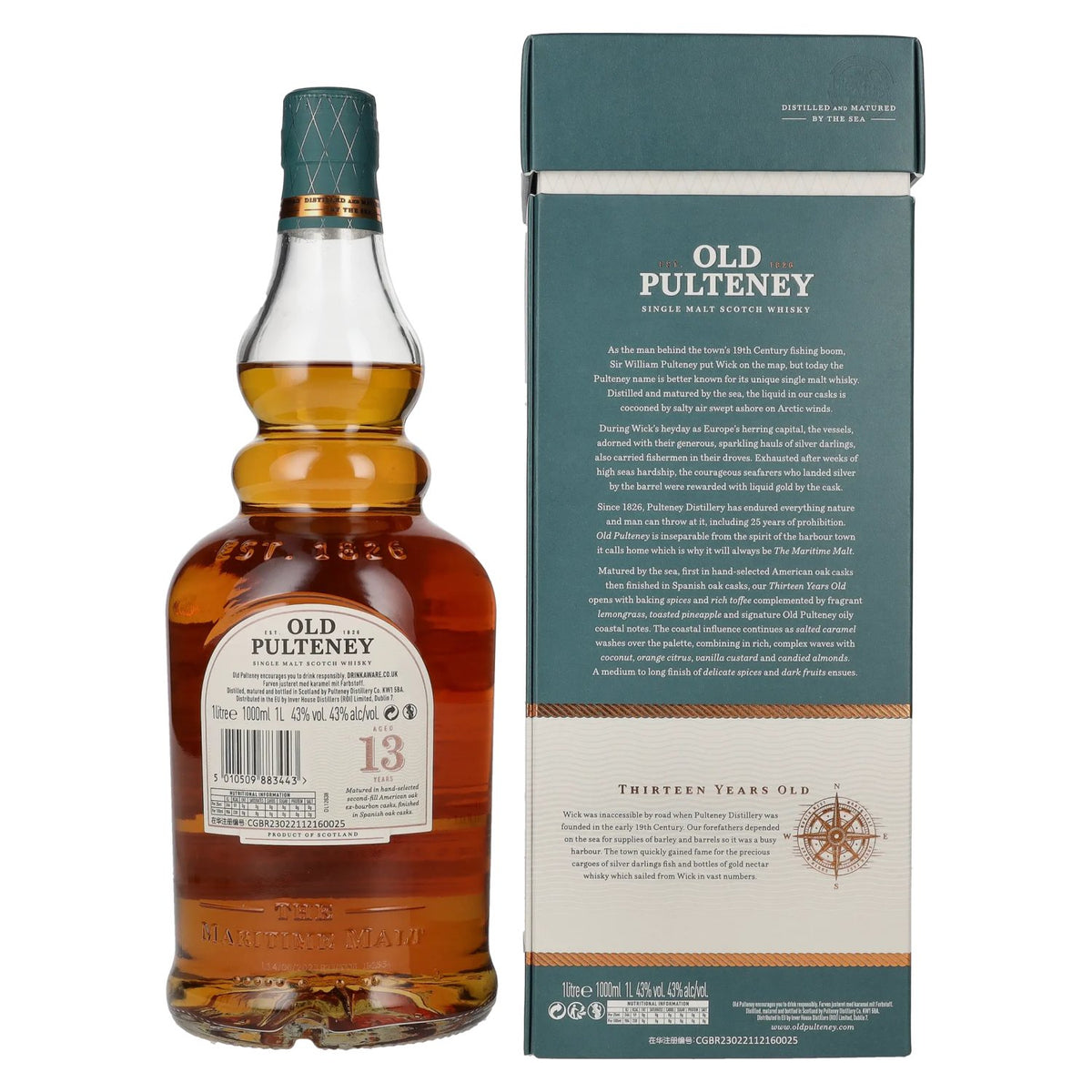 Old Pulteney 13 Years Old Single Malt Scotch Whisky 43% Vol. 1l in Geschenkbox