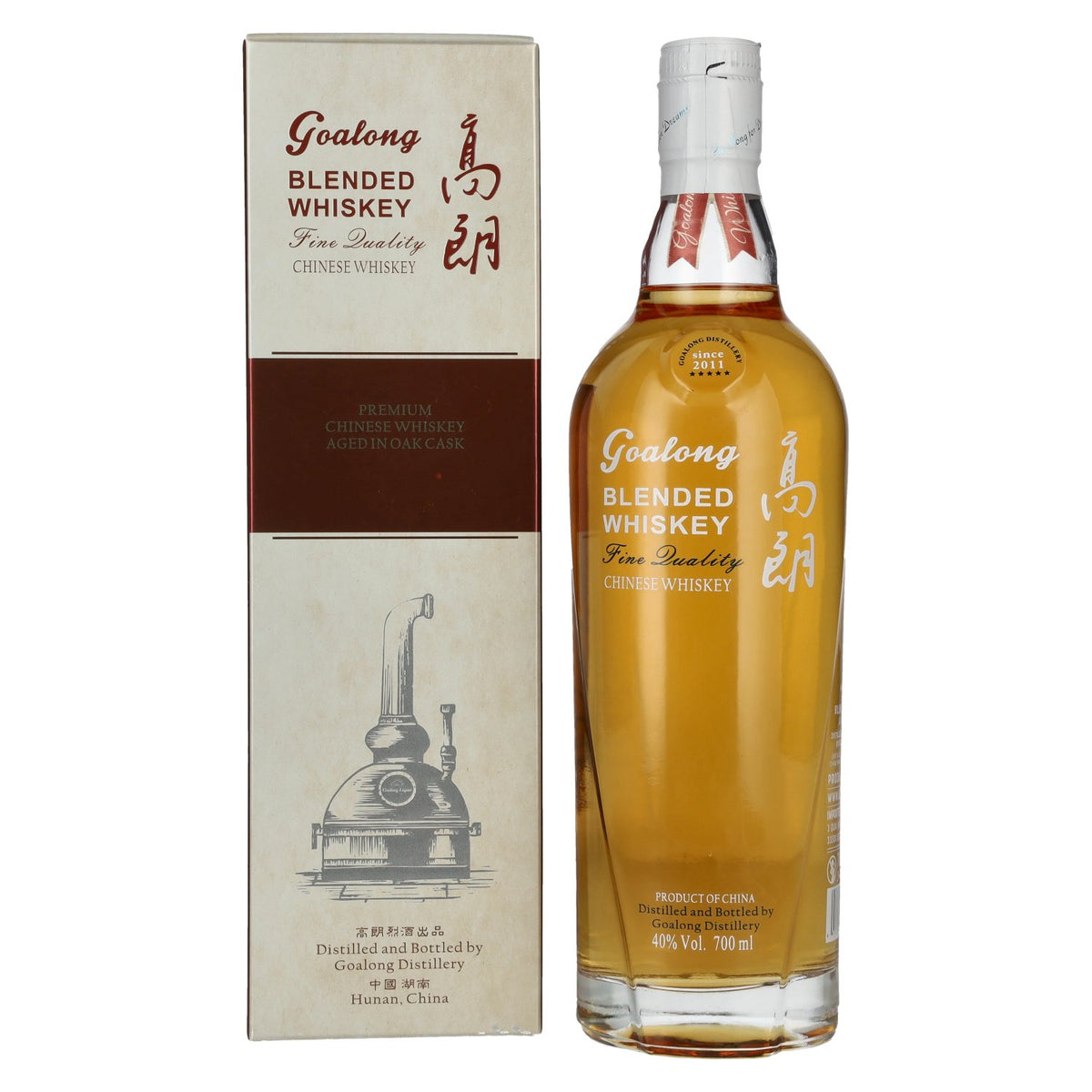 GOALONG Premium Blended OAK CASK Chinese Whiskey 40% vol. 0,7l en boîte cadeau