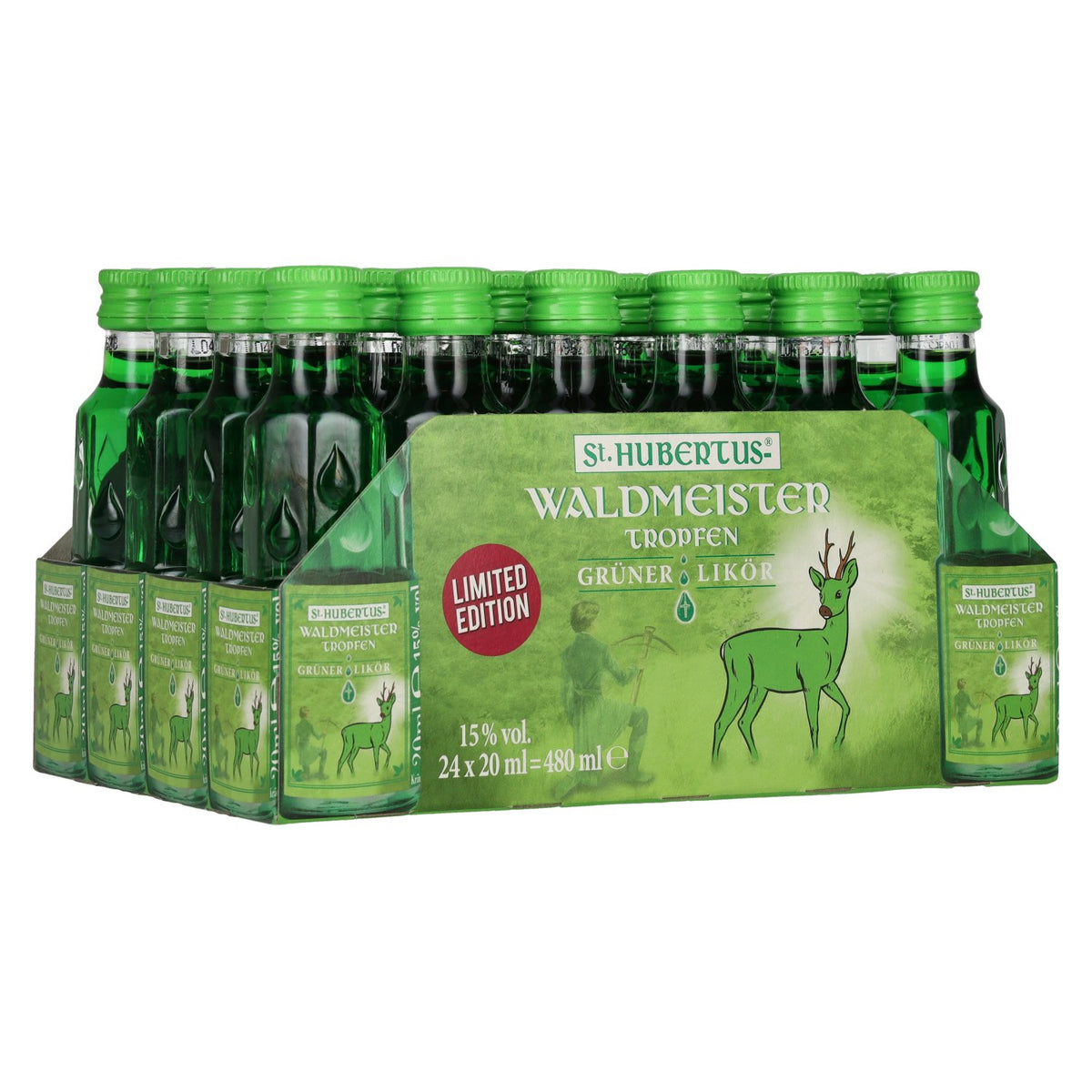 St. Hubertus WALDMEISTER Green Liqueur Drops Limited Edition 15% vol. 24 x 0.02 l