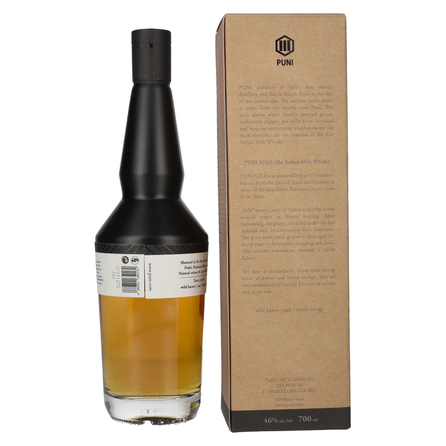 Puni SOLE The Italian Malt Whisky 46% Vol. 0,7l in gift box