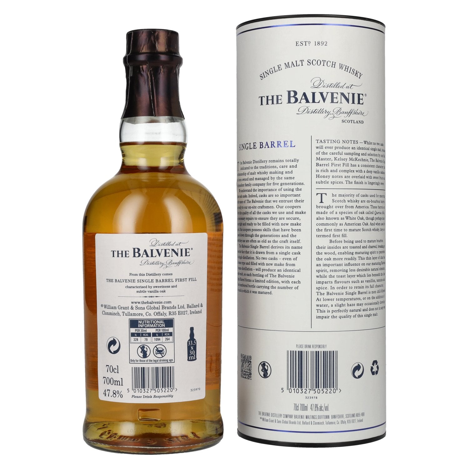 The Balvenie 12 Years Old Single Barrel First Fill 47,8% Vol. 0,7l en boîte cadeau