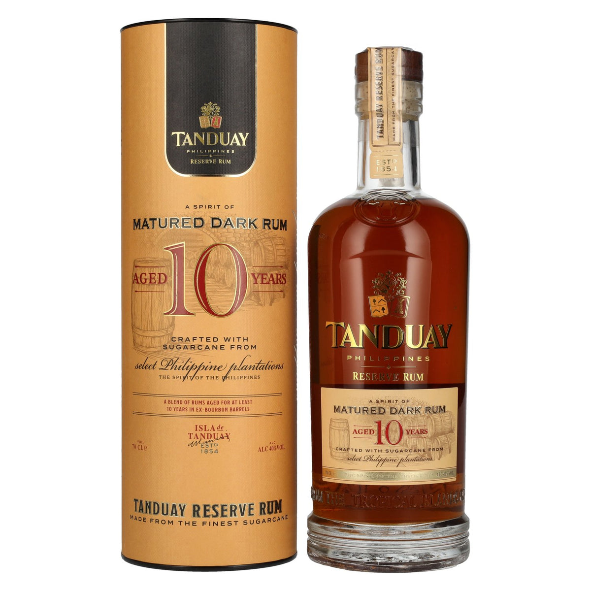 Tanduay Rum 10 Years Old Reserve Dark Rum 40% Vol. 0,7l in gift box