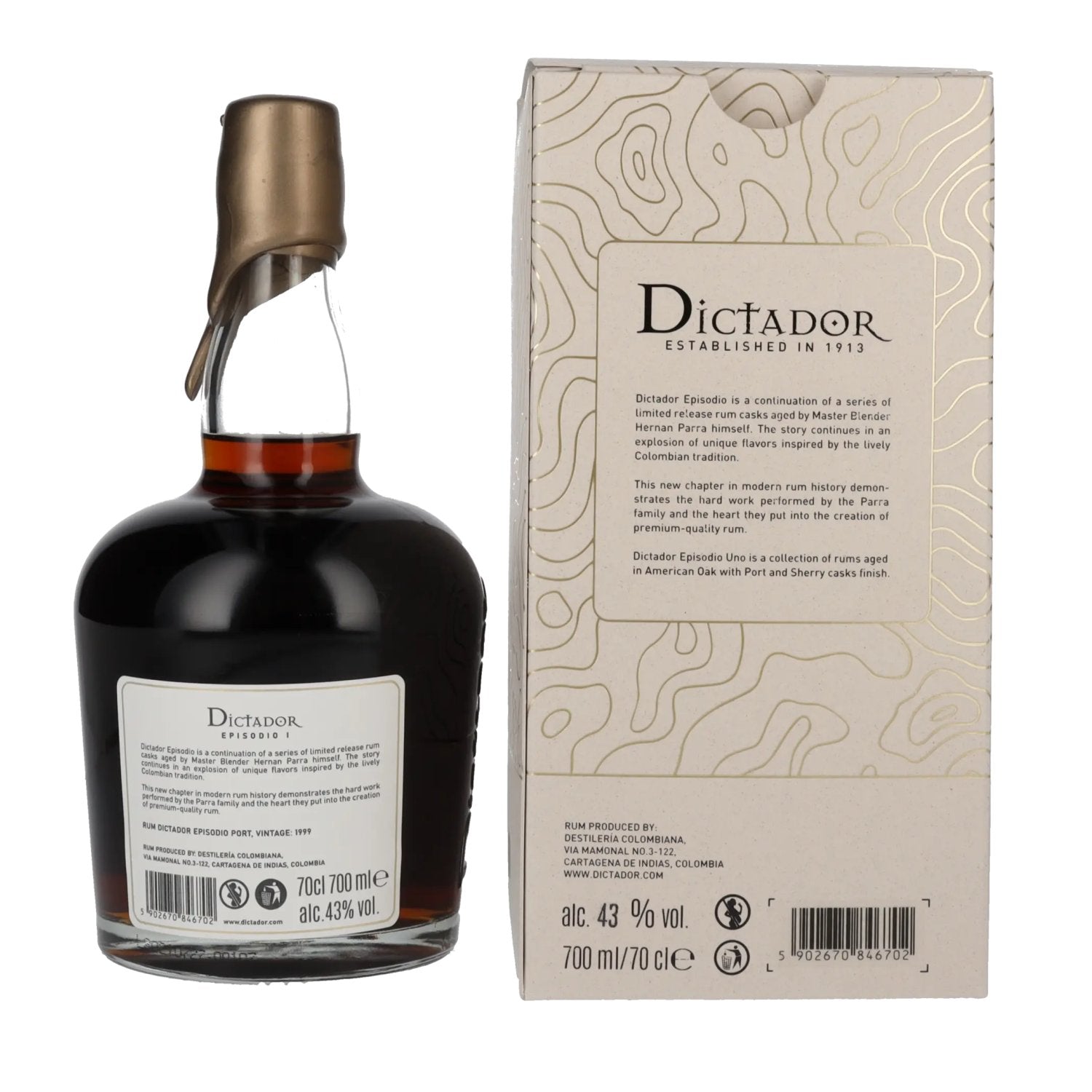 Dictador EPISODIO I 22 Years Old PORT CASK Rum 1999 43% Vol. 0,7l en boîte cadeau