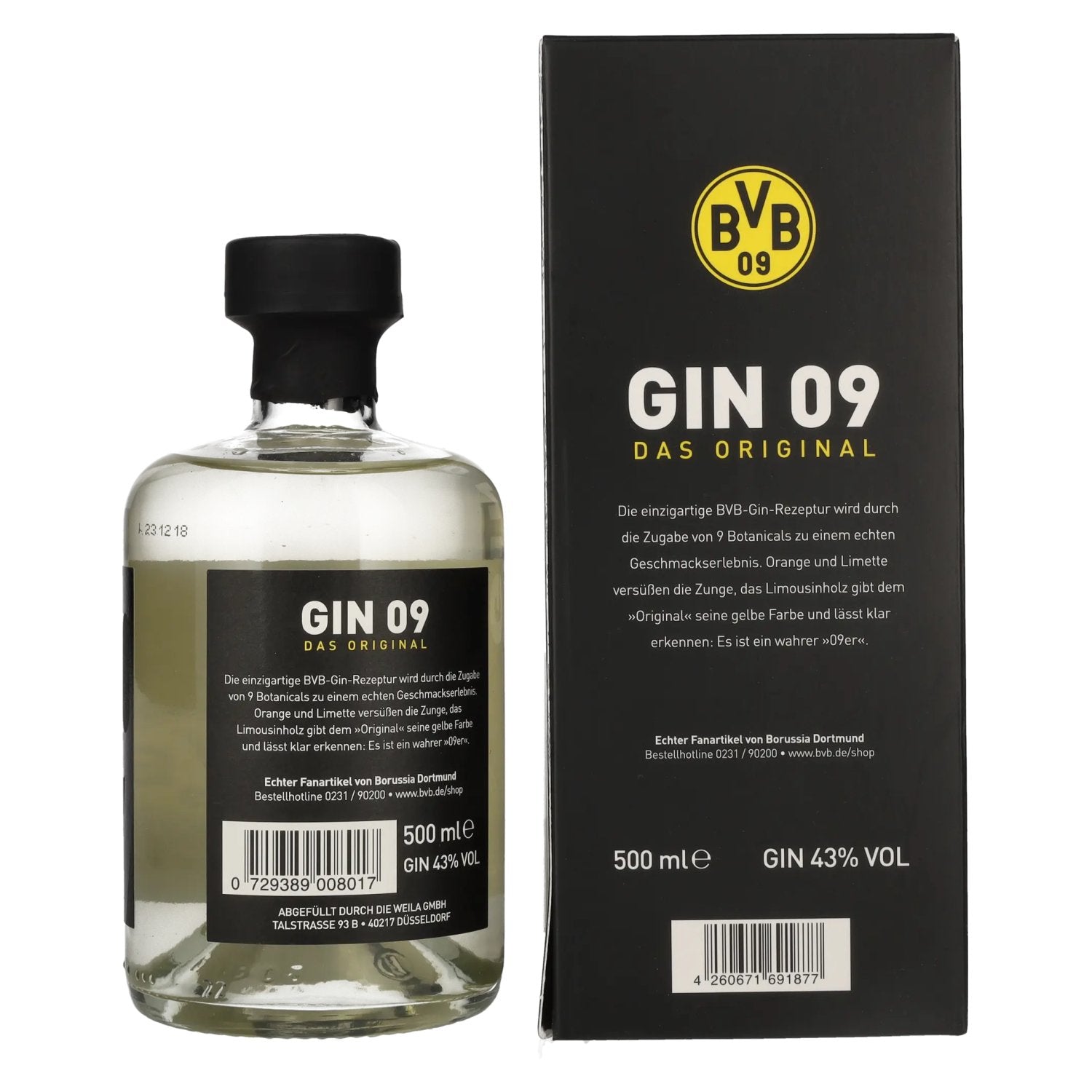 BVB Gin 09 L'original 43 % vol. 0,5 l dans un coffret cadeau