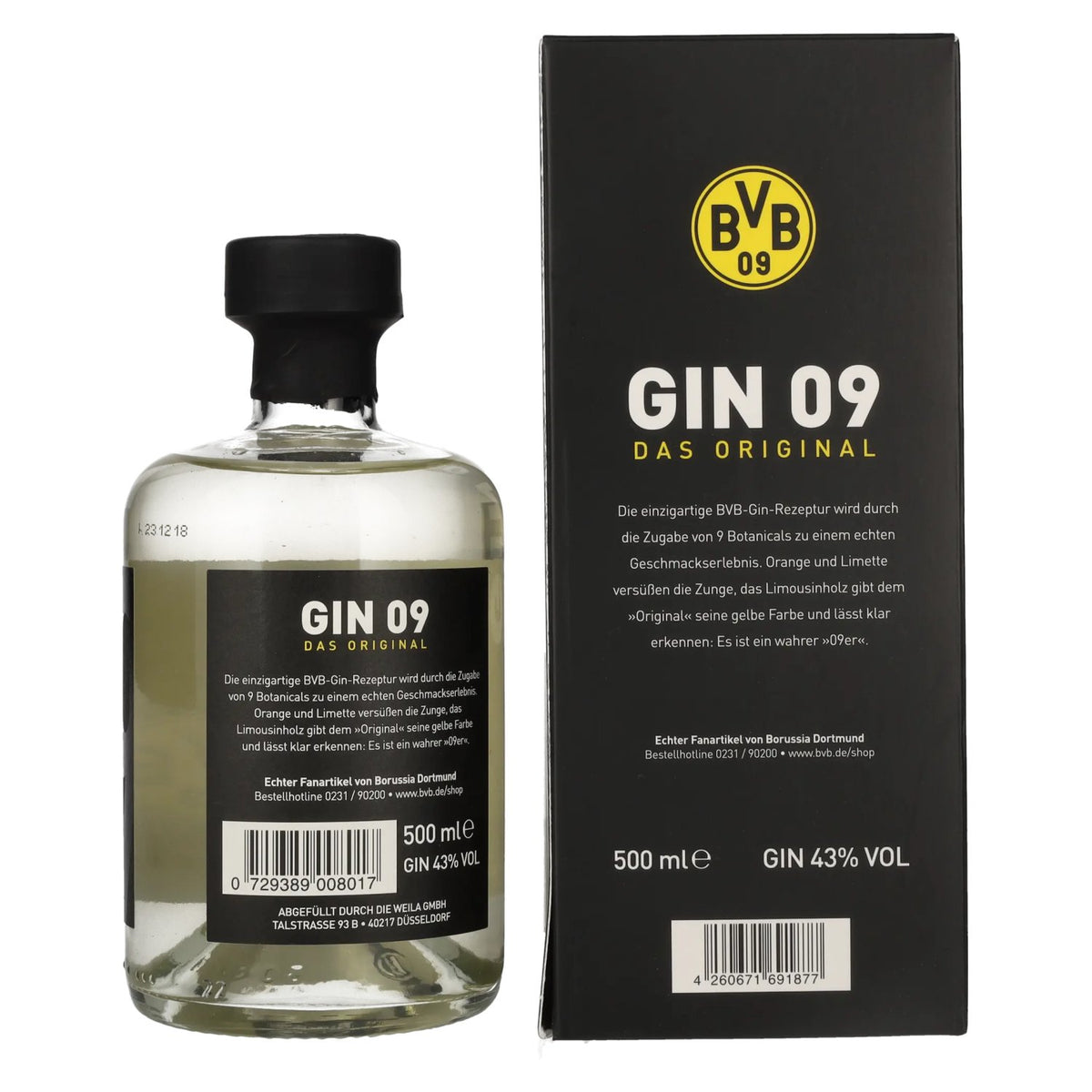 BVB Gin 09 Das Original 43% Vol. 0,5l in Geschenkbox