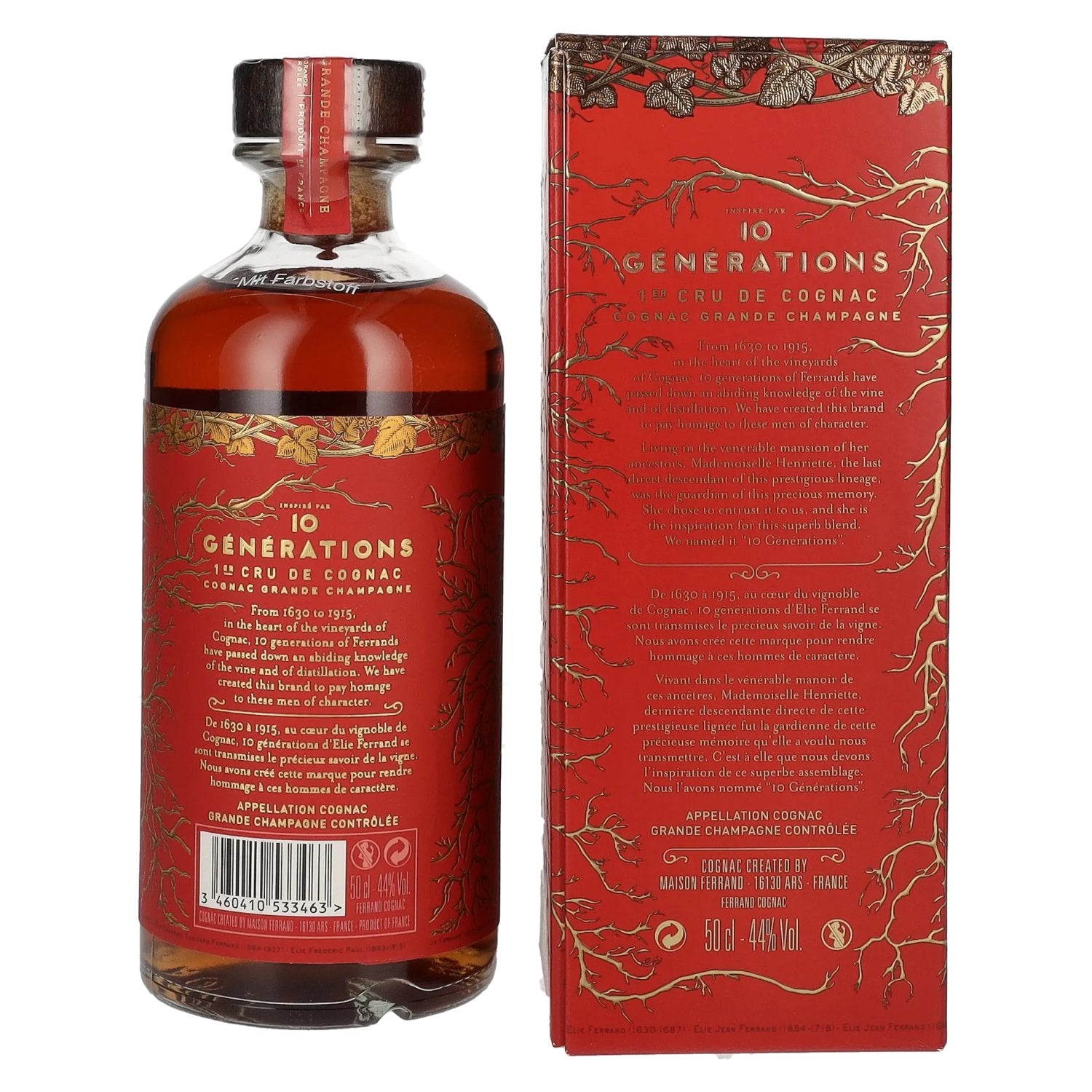 Cognac Ferrand 10 GÉNÉRATIONS Port-Cask Finish 44% Vol. 0,5l in Geschenkbox