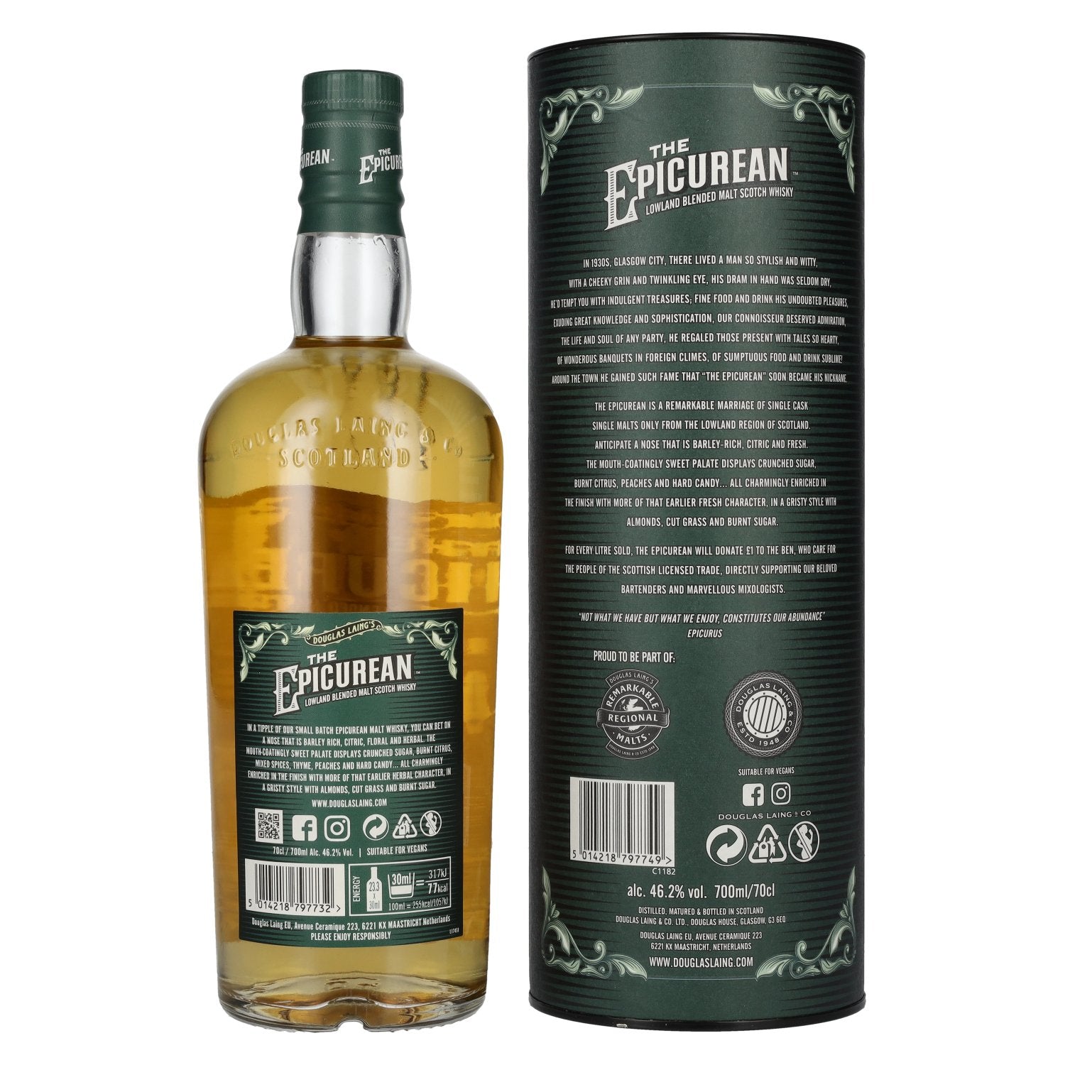 Douglas Laing THE EPICUREAN Lowland Blended Malt 46,2% Vol. 0,7l in gift box
