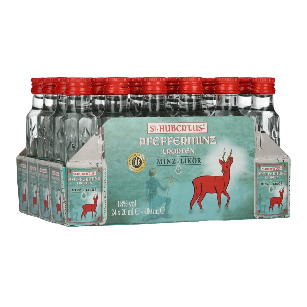 St. Hubertus PFEFFERMINZ goutte liqueur de menthe 18% vol 24x0,02l