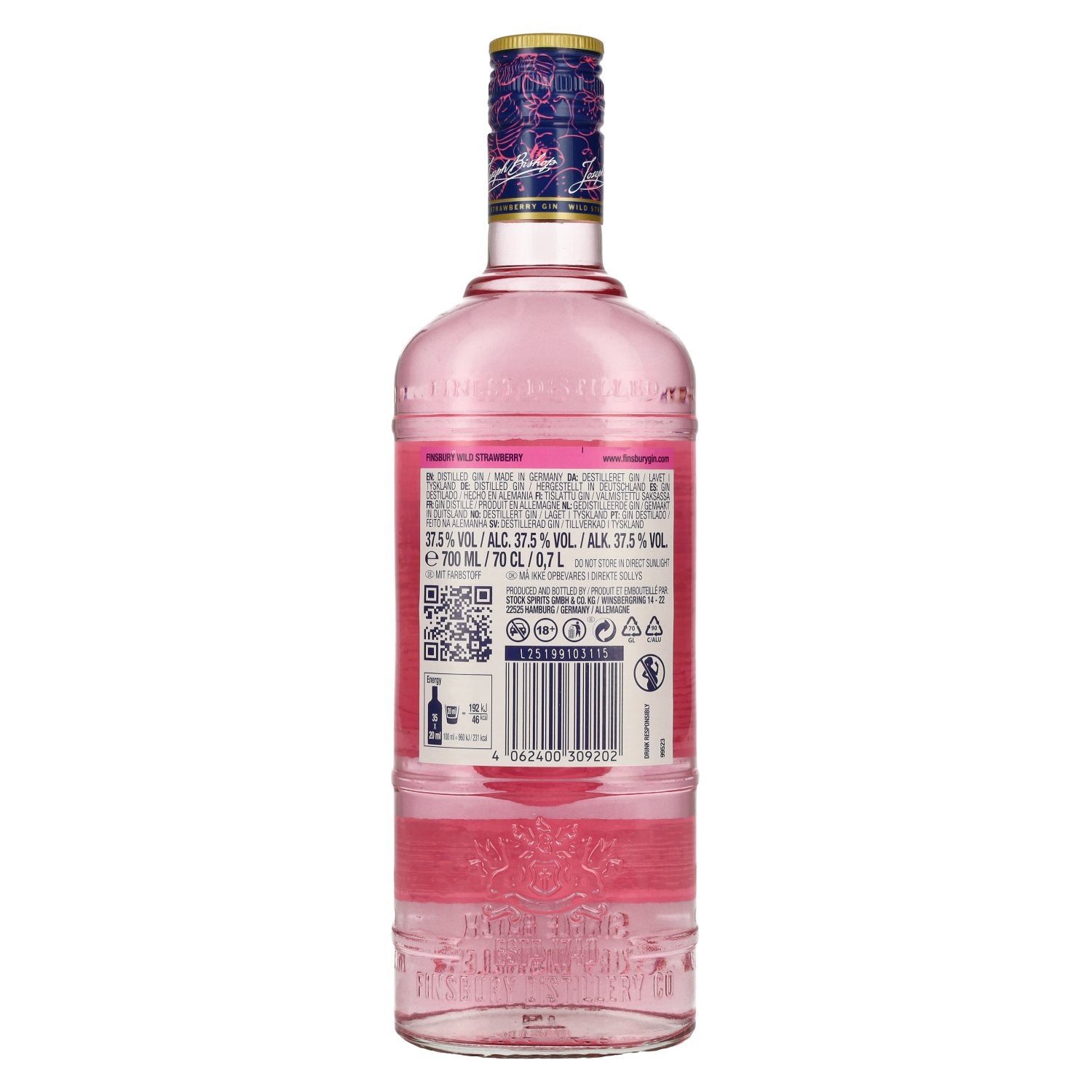 Gin distillé à la fraise des bois de Finsbury, 37,5 % vol., 0,7 l