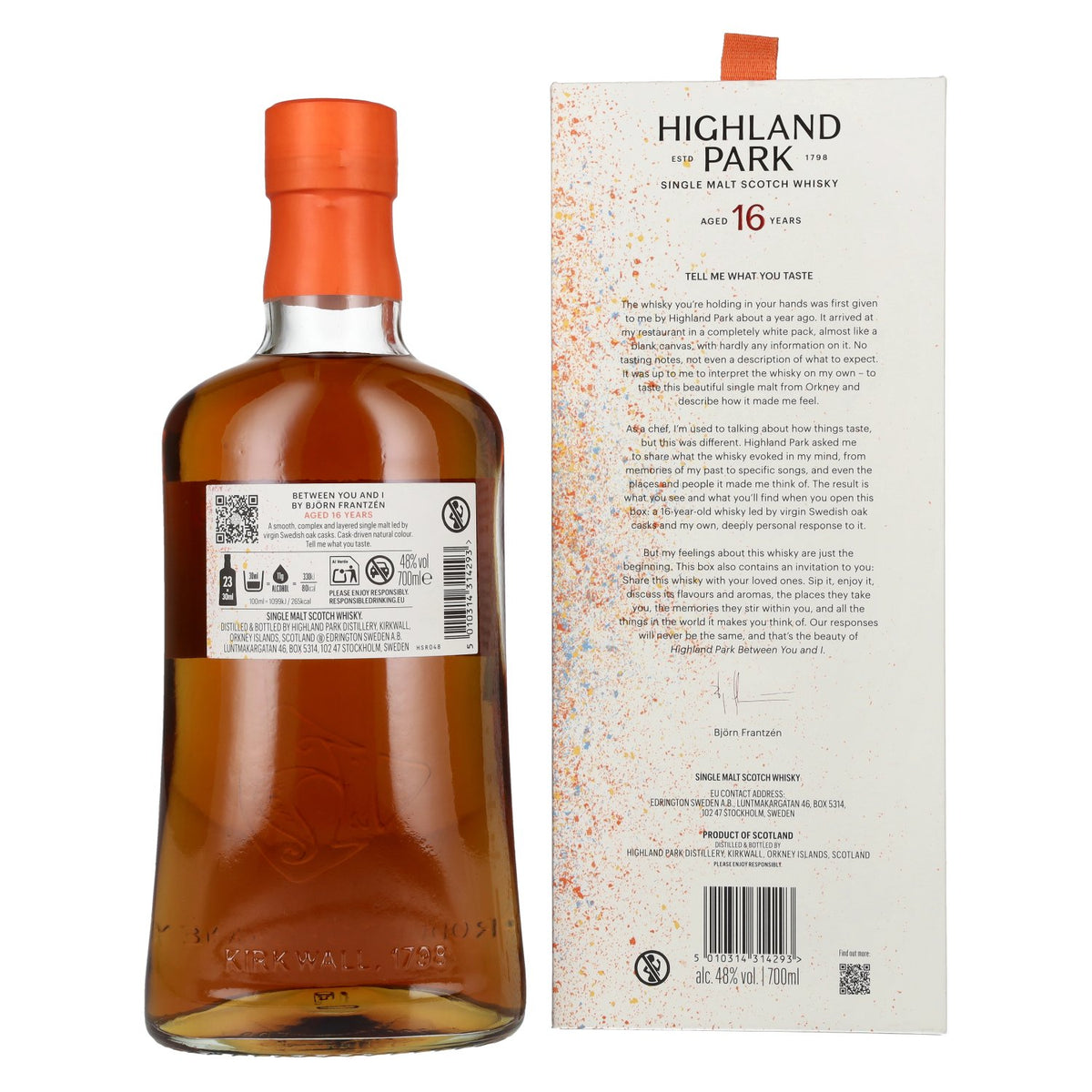 Highland Park 16 Years Old BETWEEN YOU AND I by Björn Frantzen Single Malt Scotch Whisky 48% Vol. 0,7l en coffret cadeau