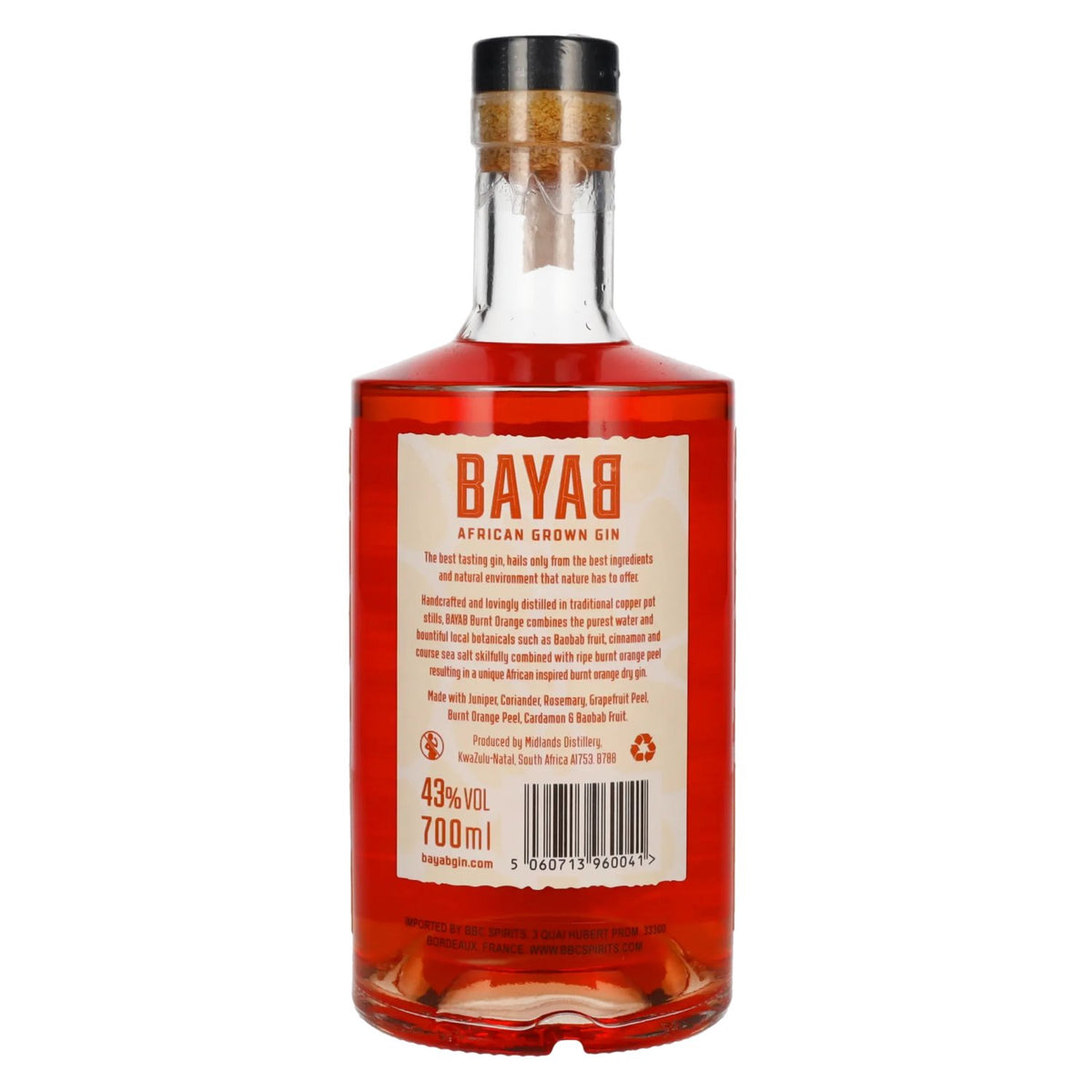 BAYAB African Grown Burnt Orange Small Batch Gin 43% Vol. 0,7l