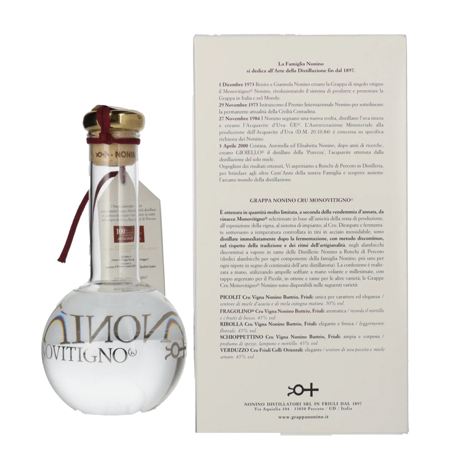 Nonino Grappa Cru Monovitigno Fragolino 45% Vol. 0,5l in gift box