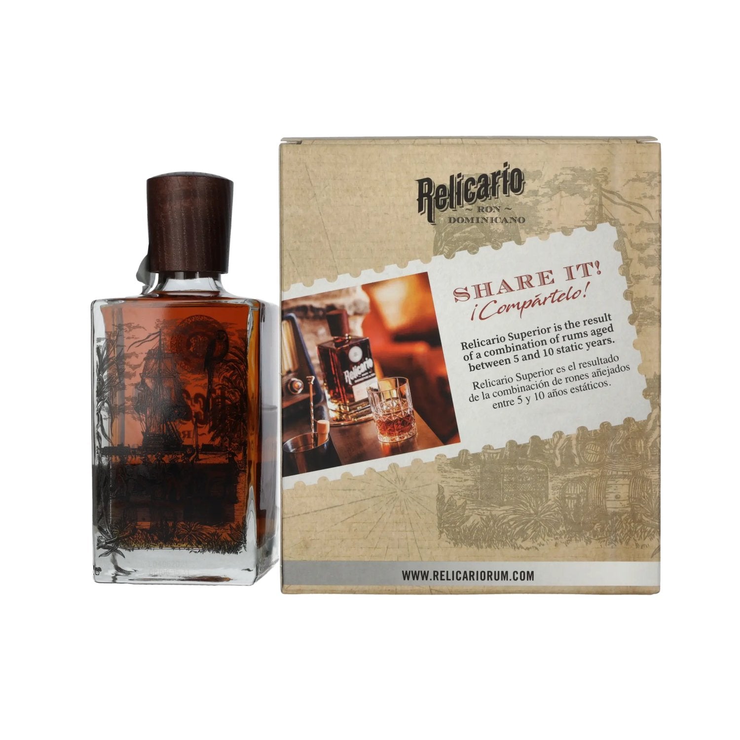 Relicario Ron Dominicano Superior 40% Vol. 0,7l in gift box with 2 glasses