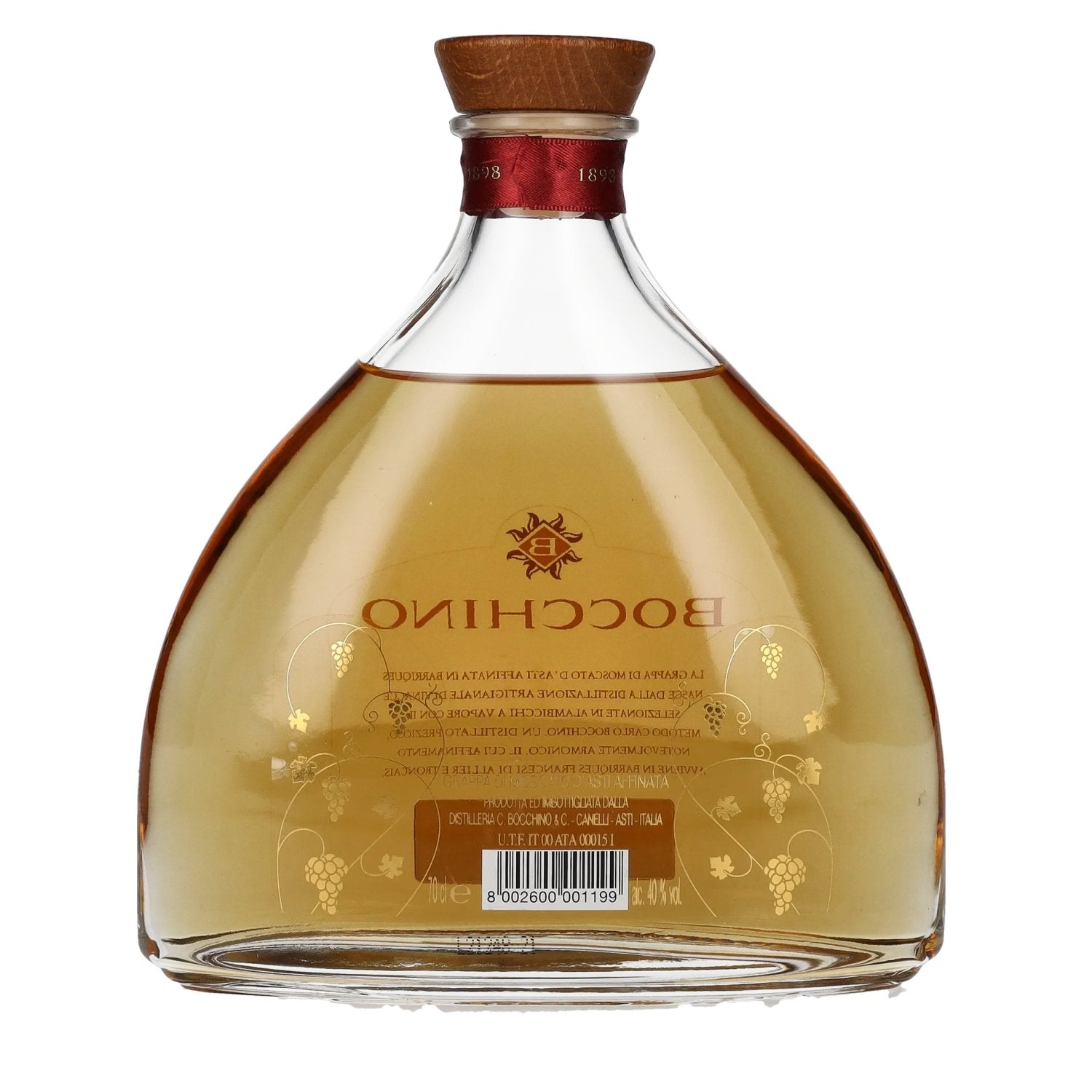 Bocchino Grappa di MOSCATO D'ASTI in barriques 40% Vol. 0,7l
