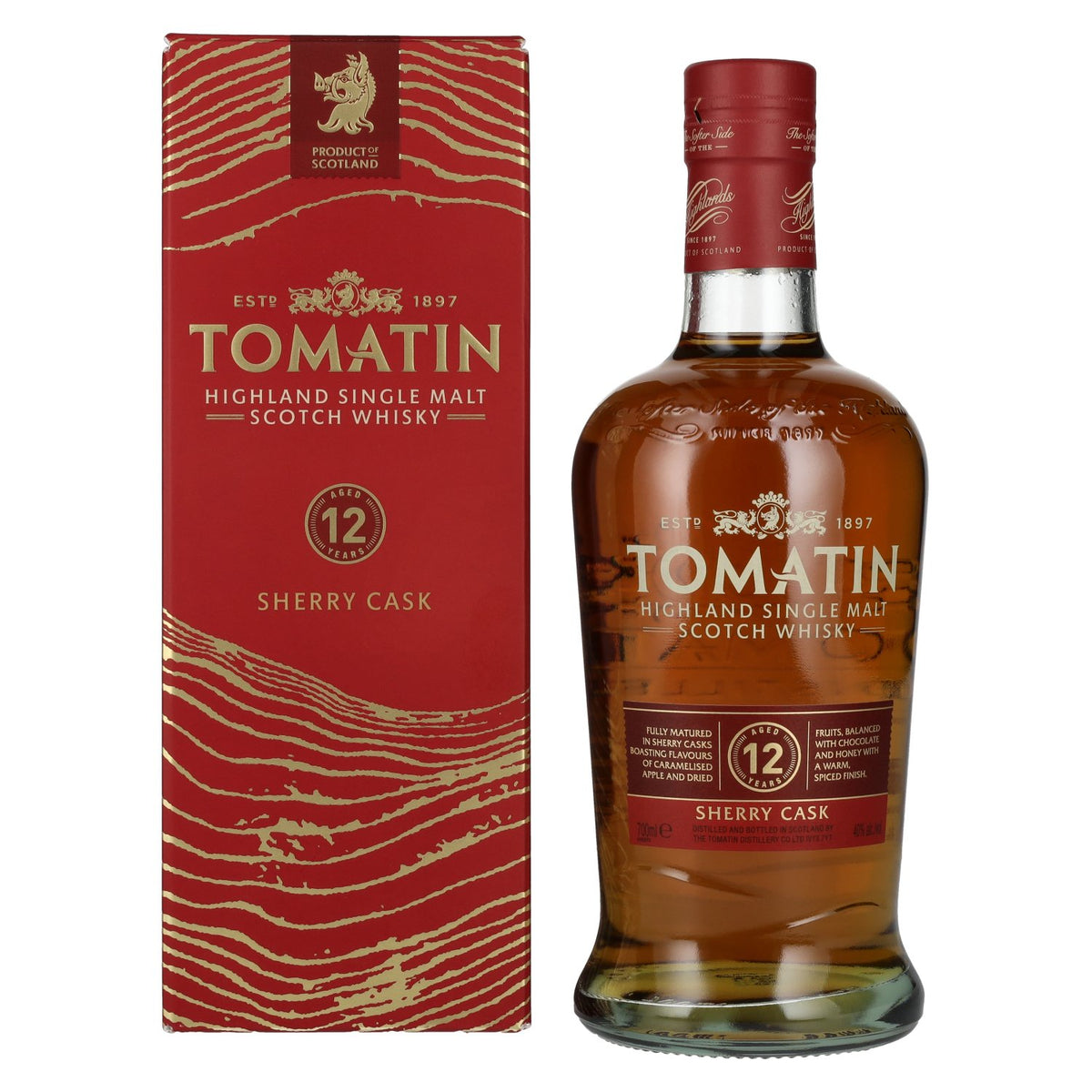 Tomatin 12 Years Old SHERRY CASK 40% Vol. 0,7l en boîte cadeau