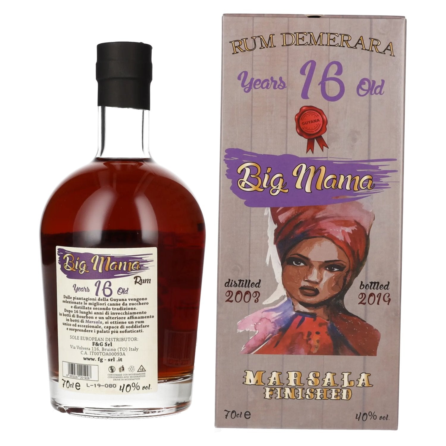 Big Mama 16 Years Old Rum Demerara Marsala Finished 40% Vol. 0,7l in gift box