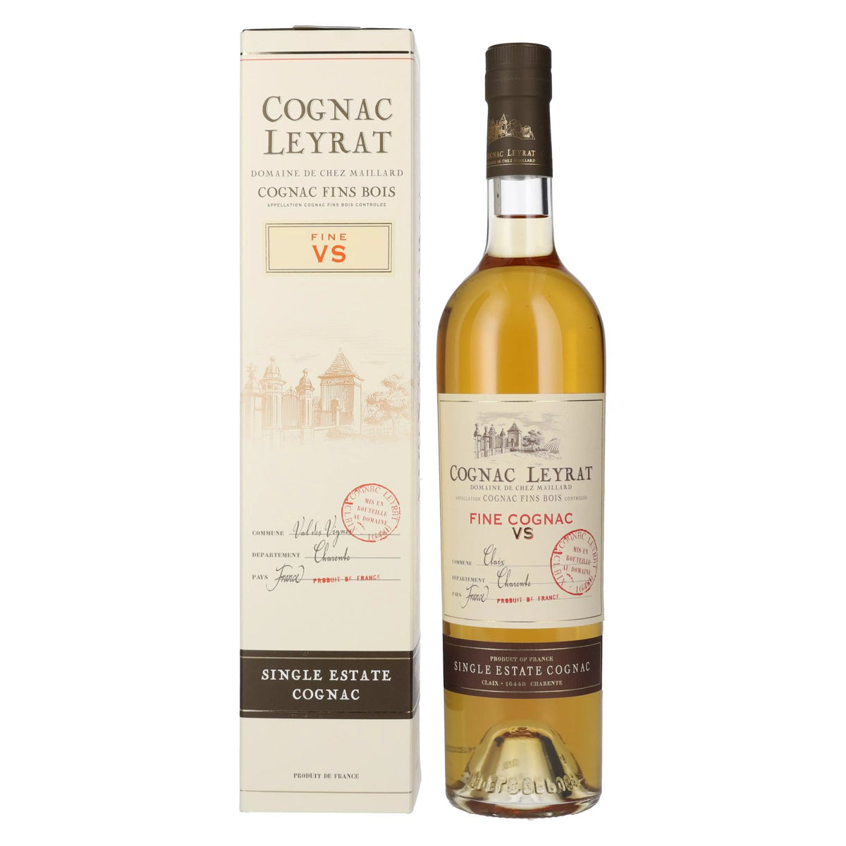 Cognac Leyrat VS Fine Single Estate Cognac 40% vol. 0.7 l in a gift box