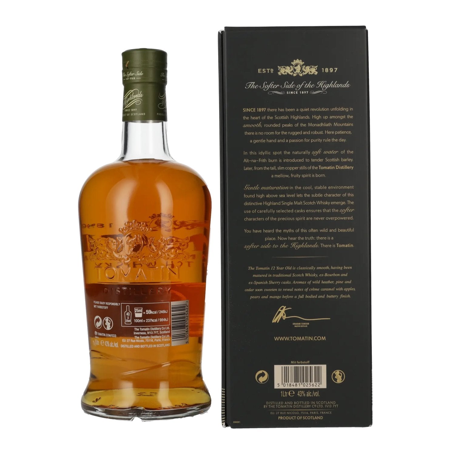 Tomatin 12 Years Old BOURBON & SHERRY CASKS 43% Vol. 1l in Geschenkbox