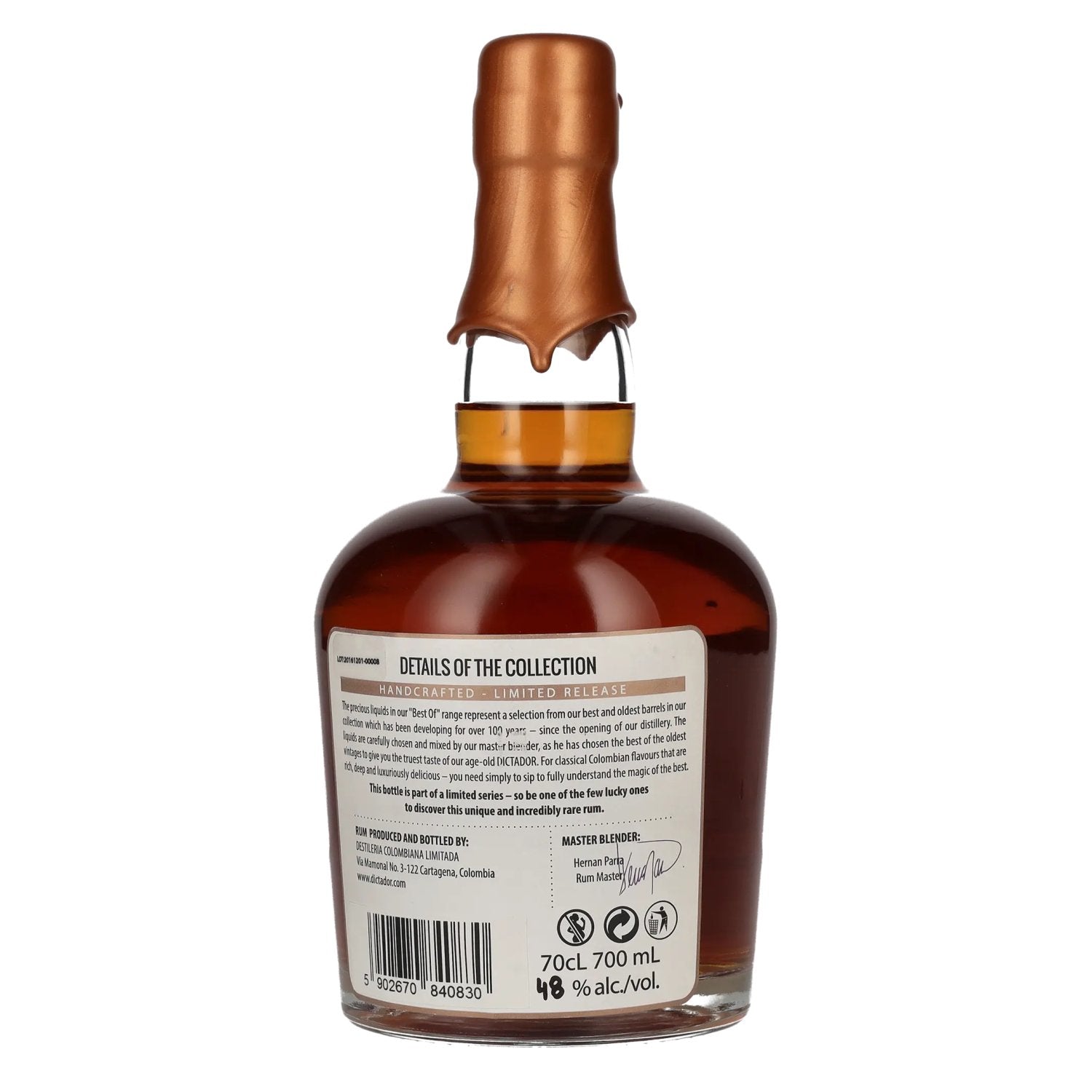 Dictador BEST OF 1977 ALTISIMO Rhum colombien 40YO/010217/EX-P234 48% vol. 0,7l