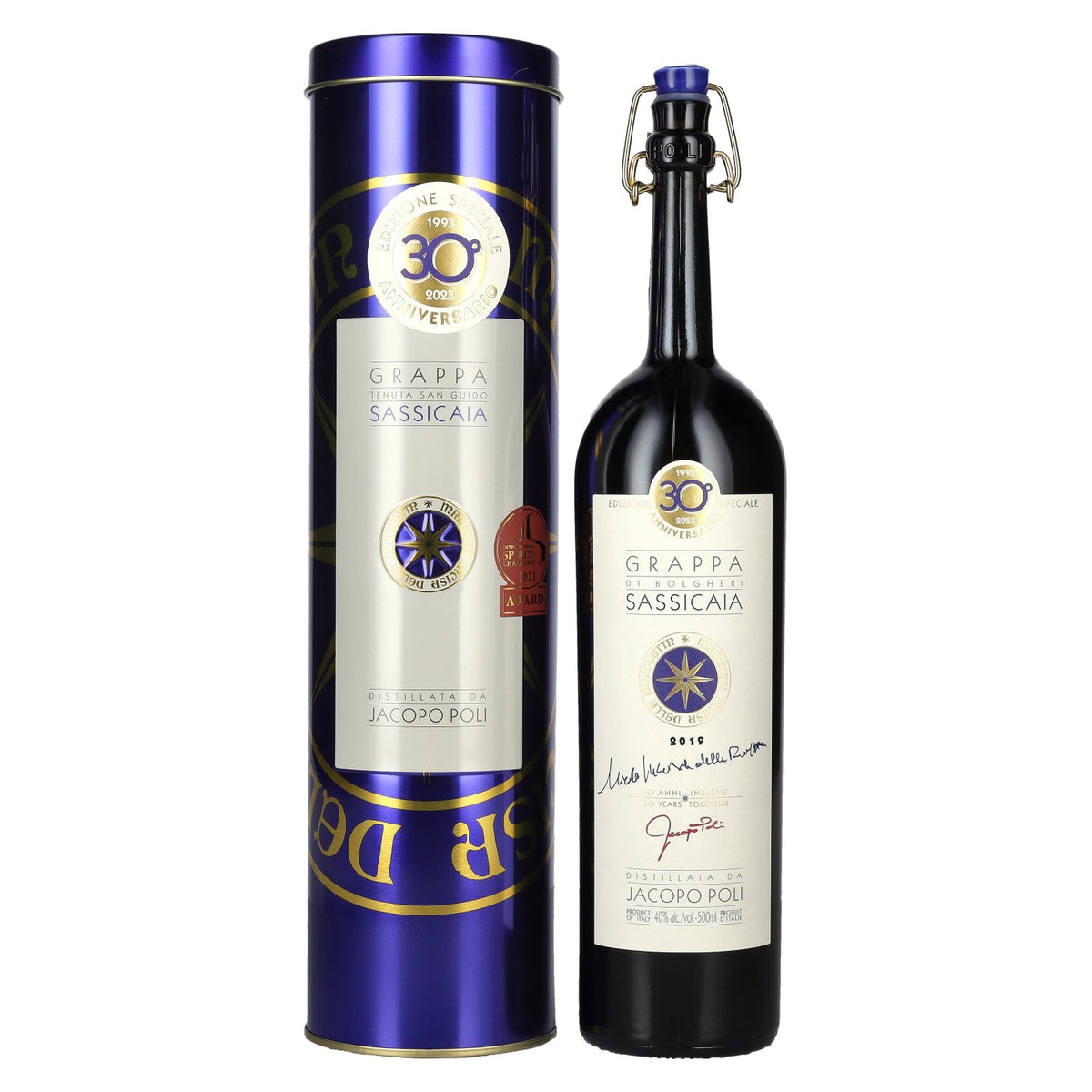 Grappa di Bolgheri Sassicaia Poli 2019 40% Vol. 0,5l en Tinbox